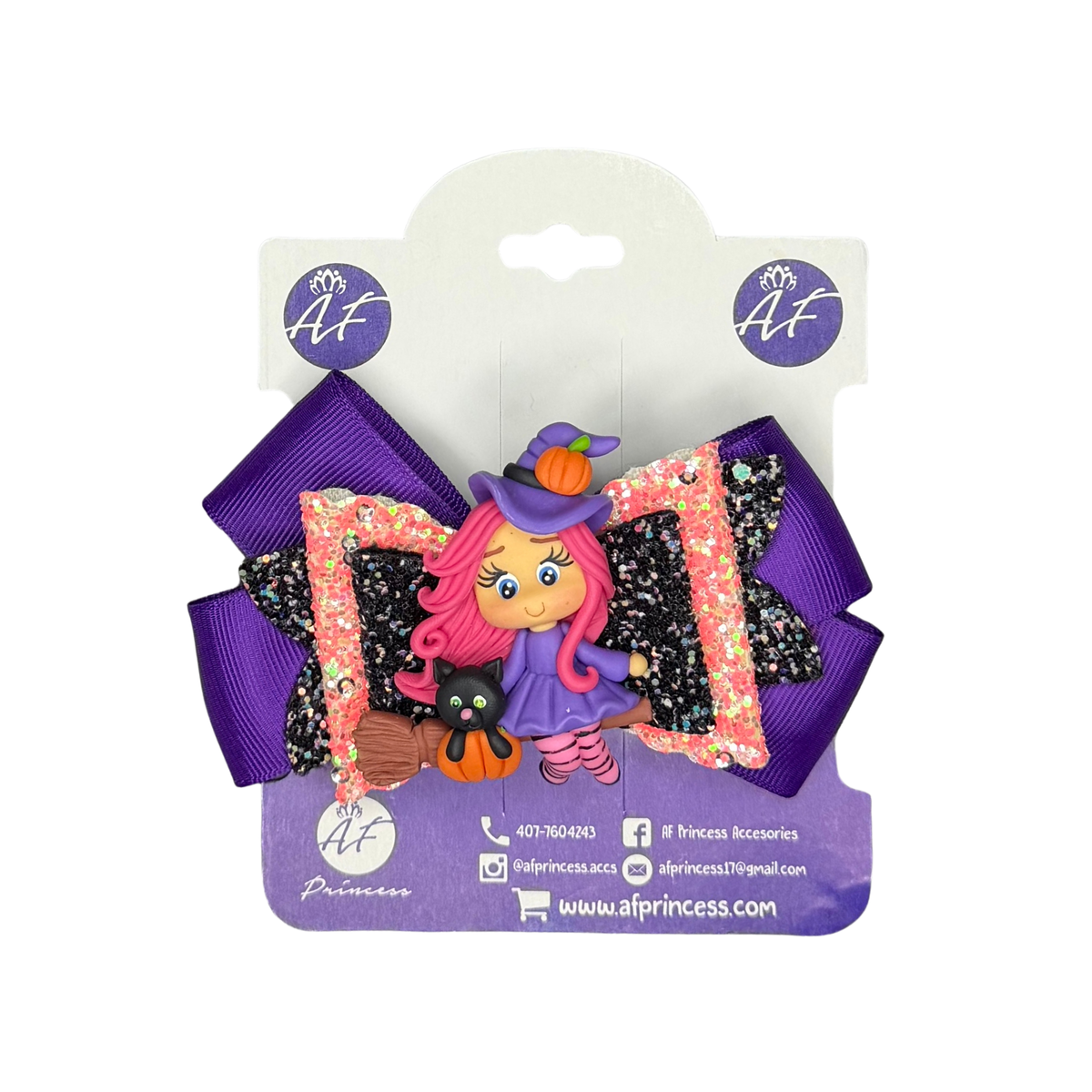 Halloween Handmade Glitter 4 Inch Layered Hair Bows for Girls