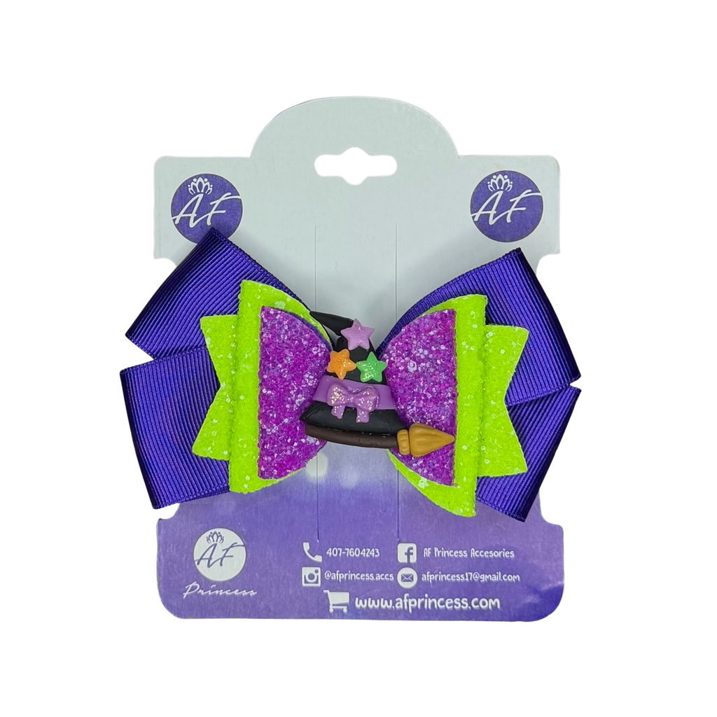Halloween Handmade Glitter 4 Inch Layered Hair Bows for Girls