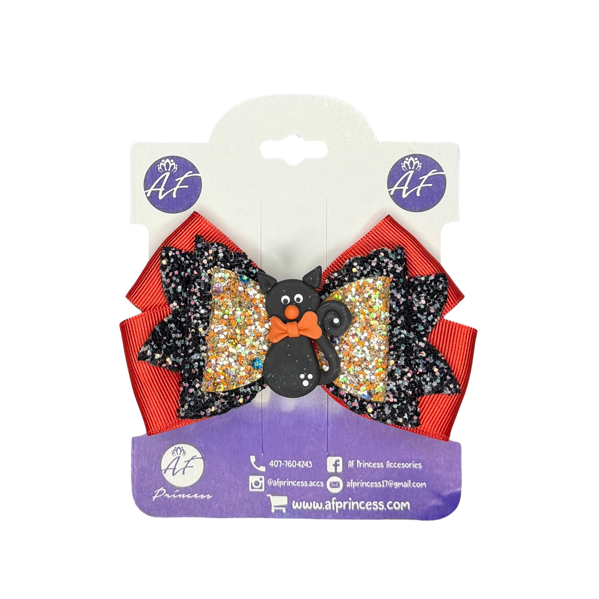 Halloween Handmade Glitter 4 Inch Layered Hair Bows for Girls