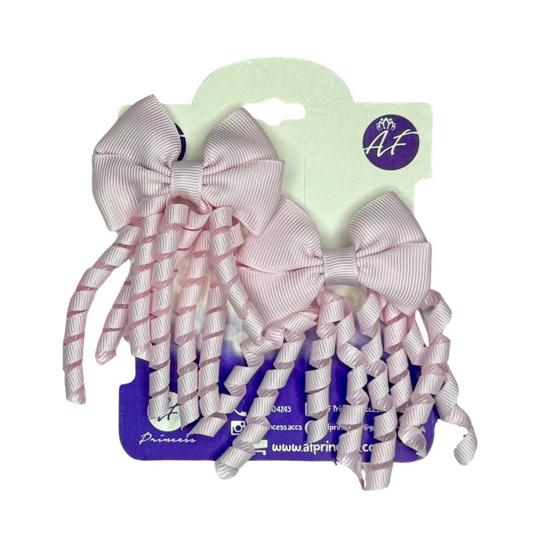 Handmade Curly Ribbon Bow Set for Girls / Boutique Hair Bows for Toddlers & Kids