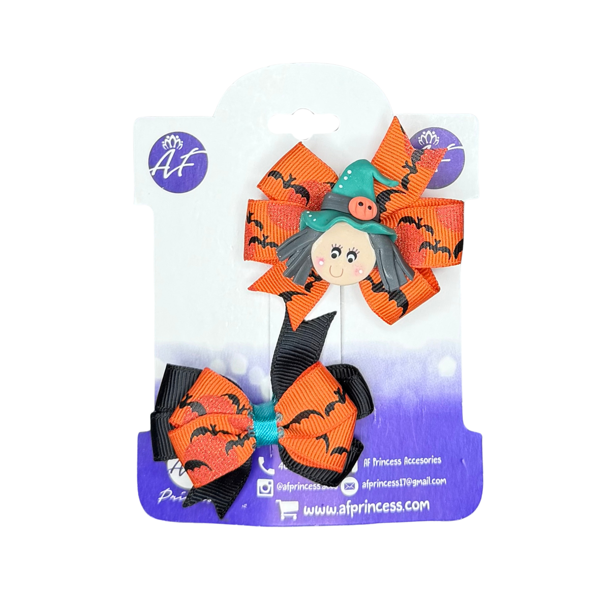 Halloween Mini Hair Bow Sets for Girls - Handmade Matching Hair Clips