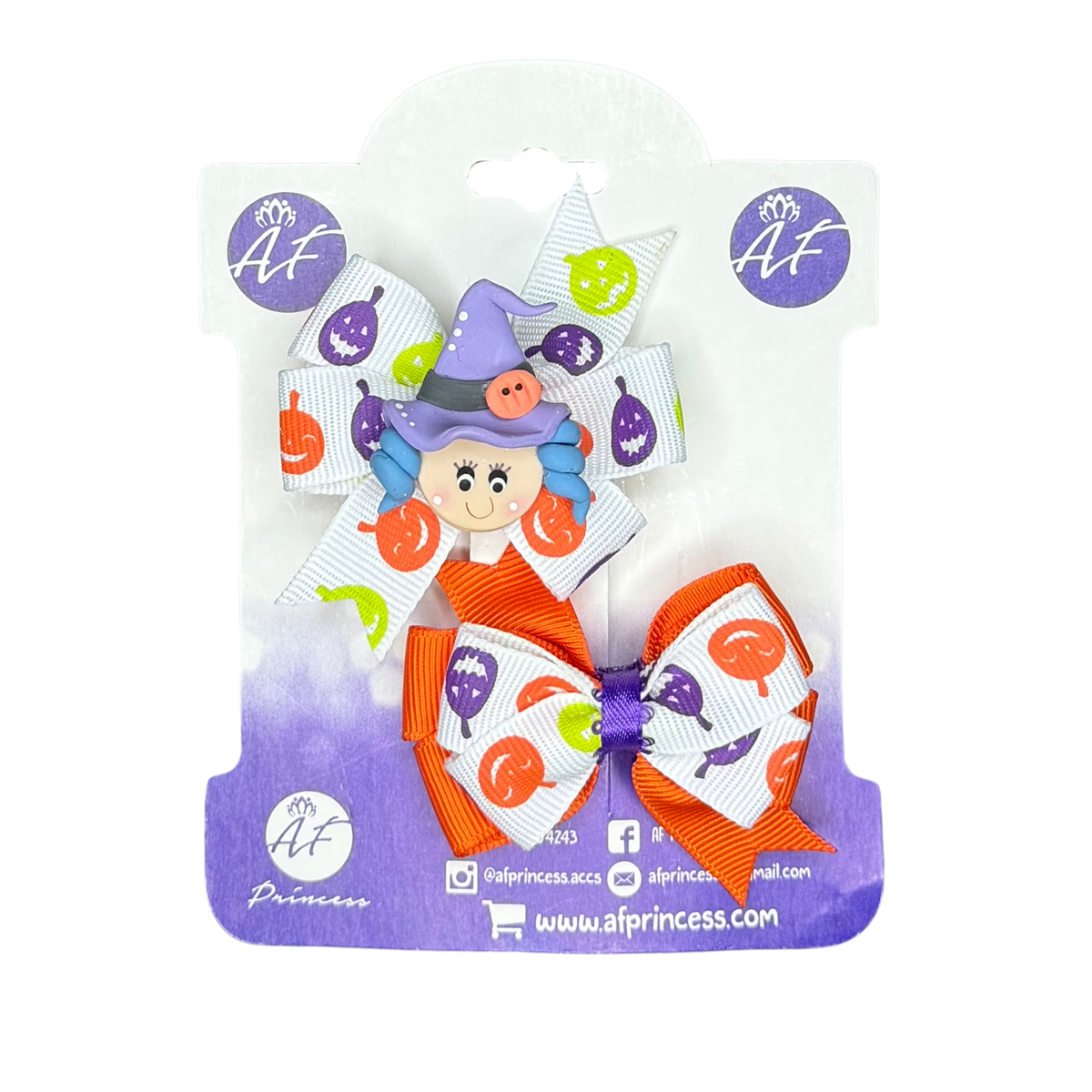 Halloween Mini Hair Bow Sets for Girls - Handmade Matching Hair Clips