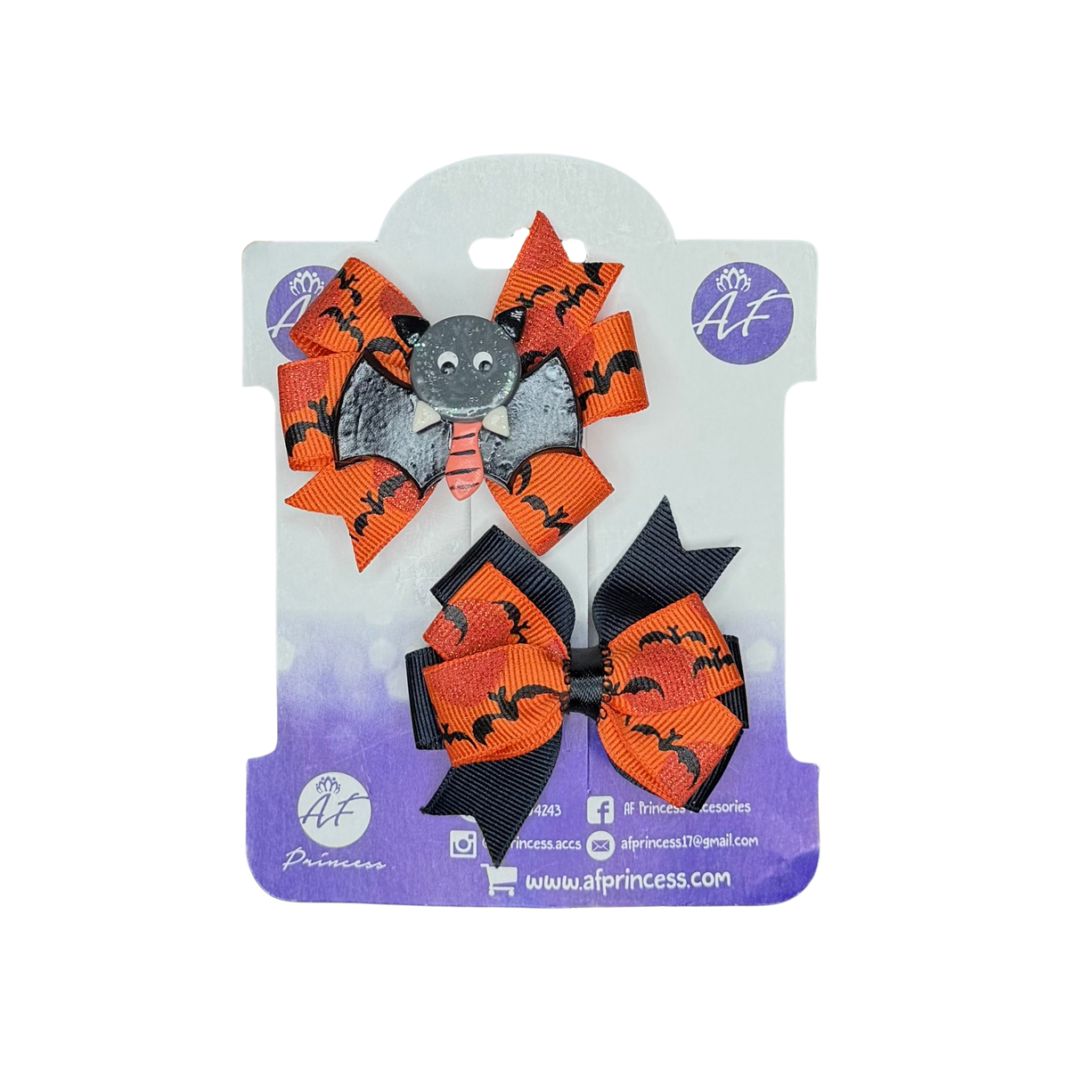 Halloween Mini Hair Bow Sets for Girls - Handmade Matching Hair Clips