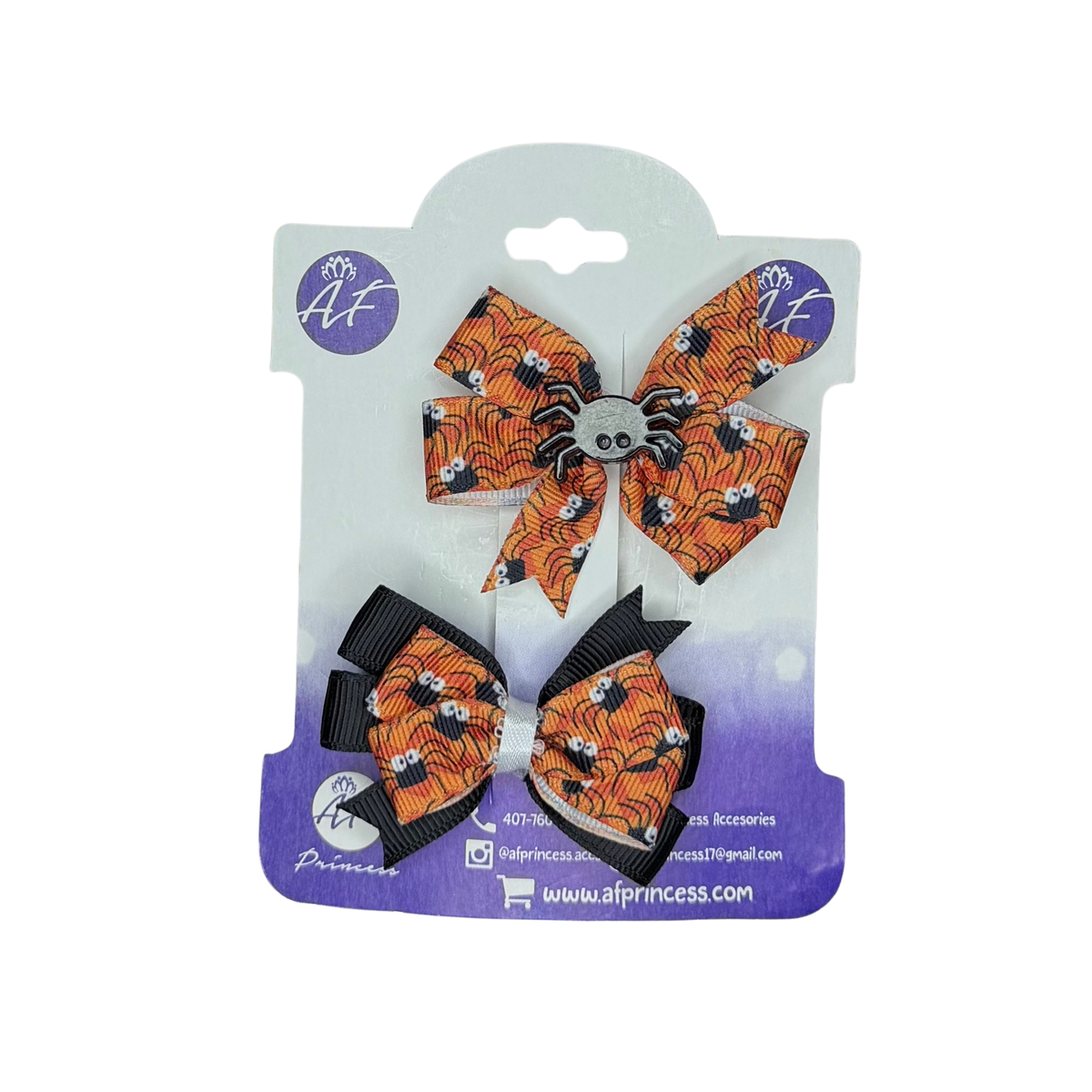 Halloween Mini Hair Bow Sets for Girls - Handmade Matching Hair Clips