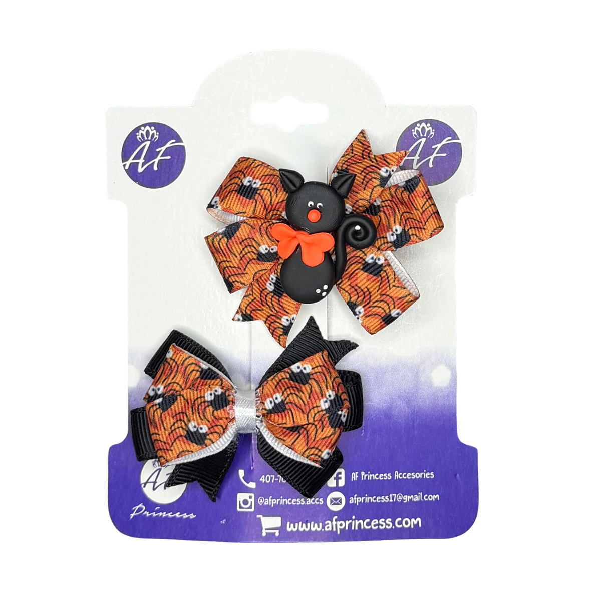 Halloween Mini Hair Bow Sets for Girls - Handmade Matching Hair Clips