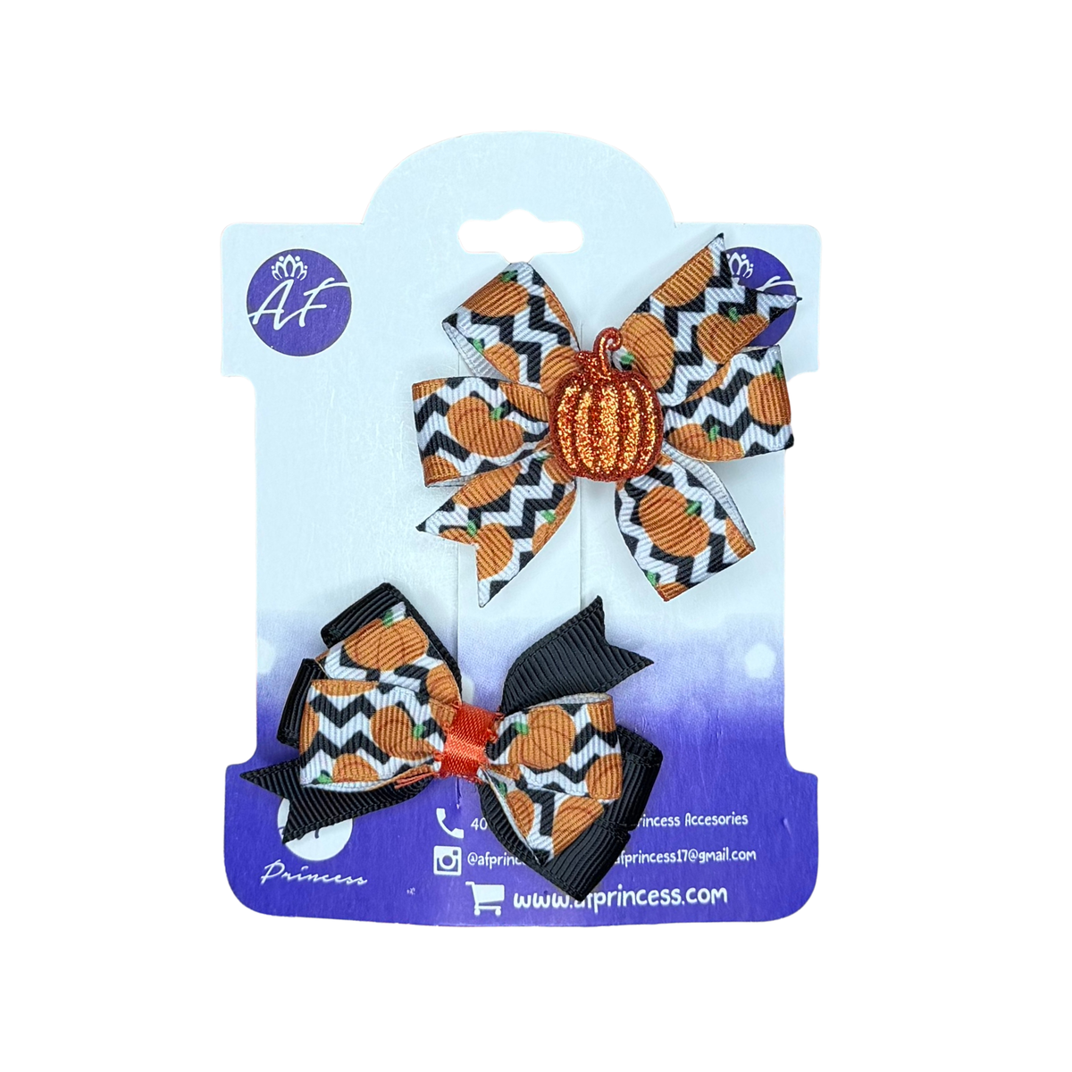 Halloween Mini Hair Bow Sets for Girls - Handmade Matching Hair Clips
