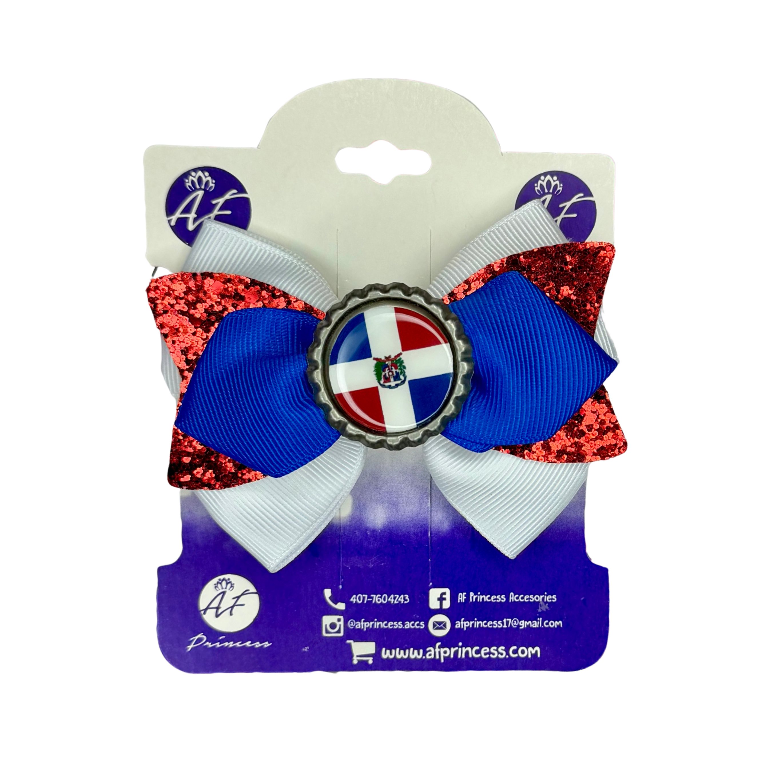 Handmade Dominican Republic Hair Bow for Girls – Dominican Flag Boutique Bow Clip