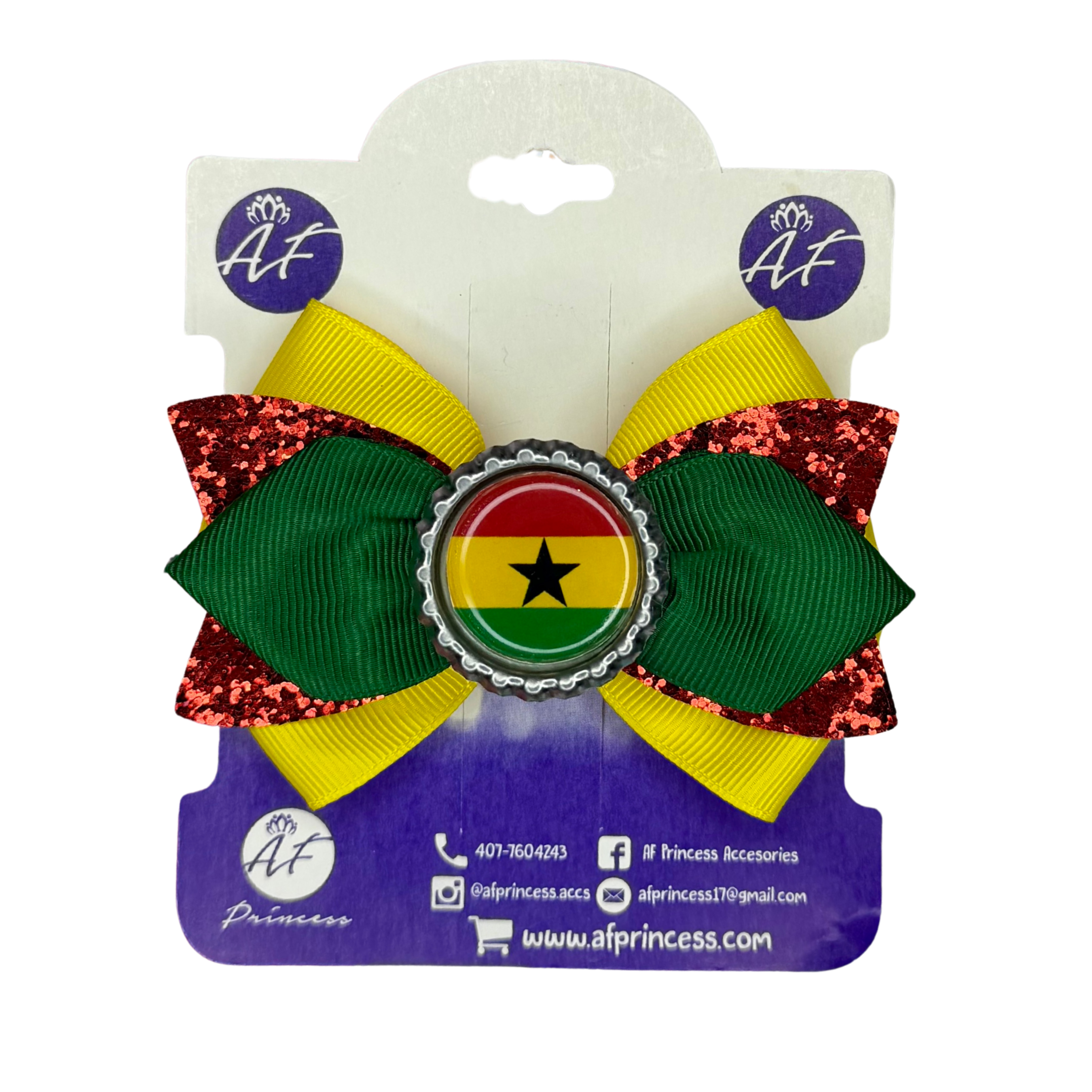 Handmade Ghana Hair Bow for Girls – Ghana Flag Boutique Bow Clip