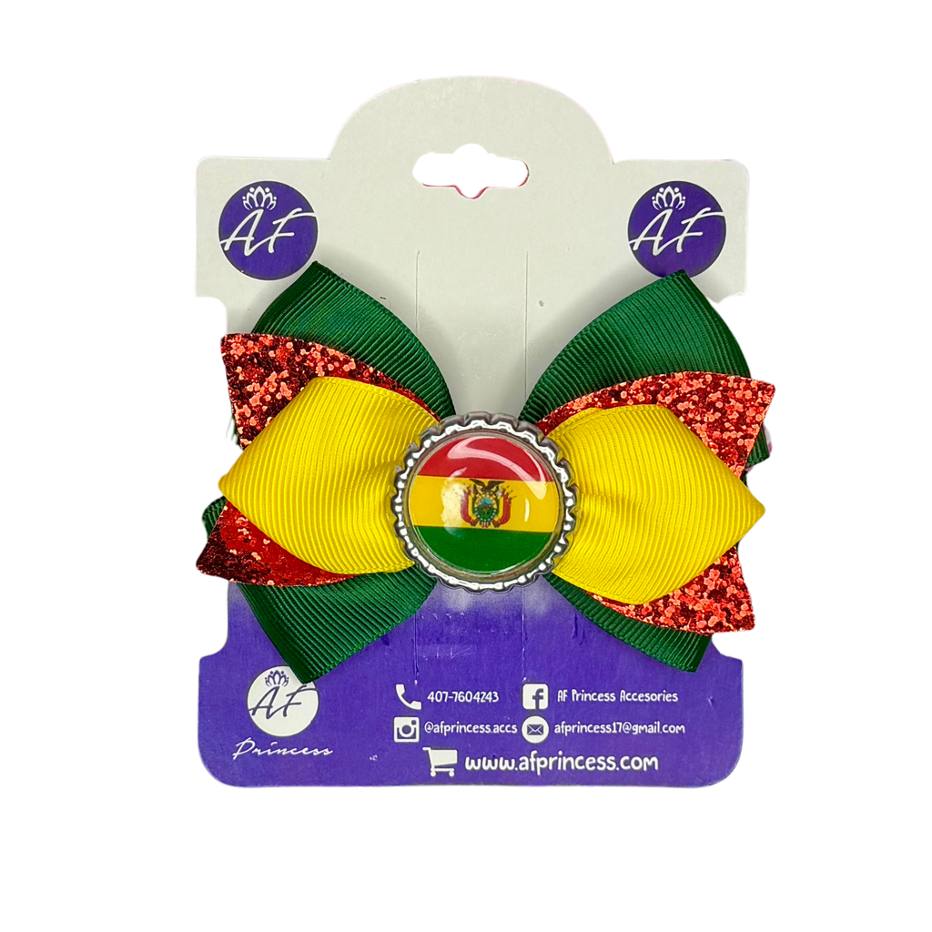 Handmade Bolivia Hair Bow for Girls – Bolivian Flag Boutique Bow Clip