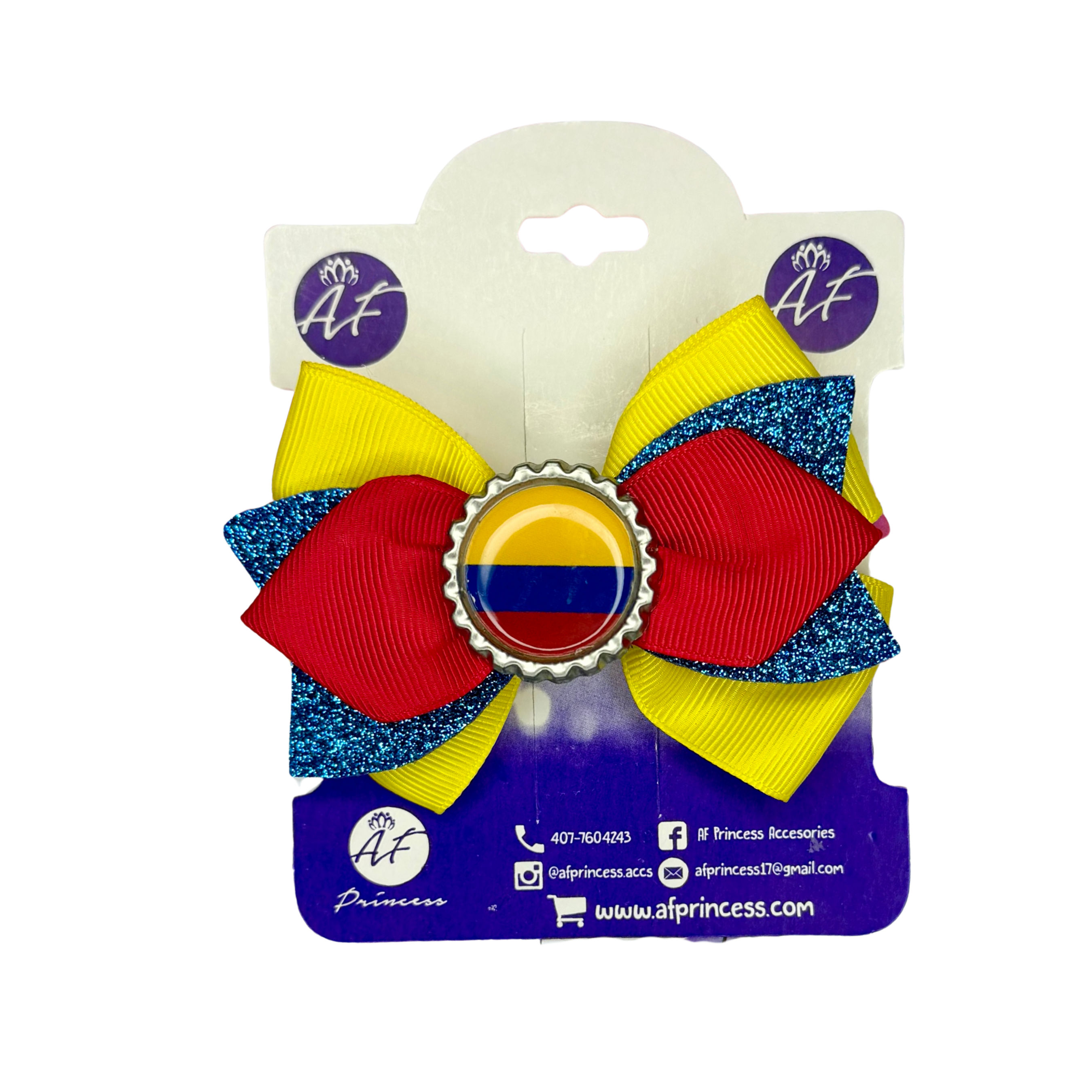 Handmade Colombia Hair Bow for Girls – Colombian Flag Boutique Bow Clip