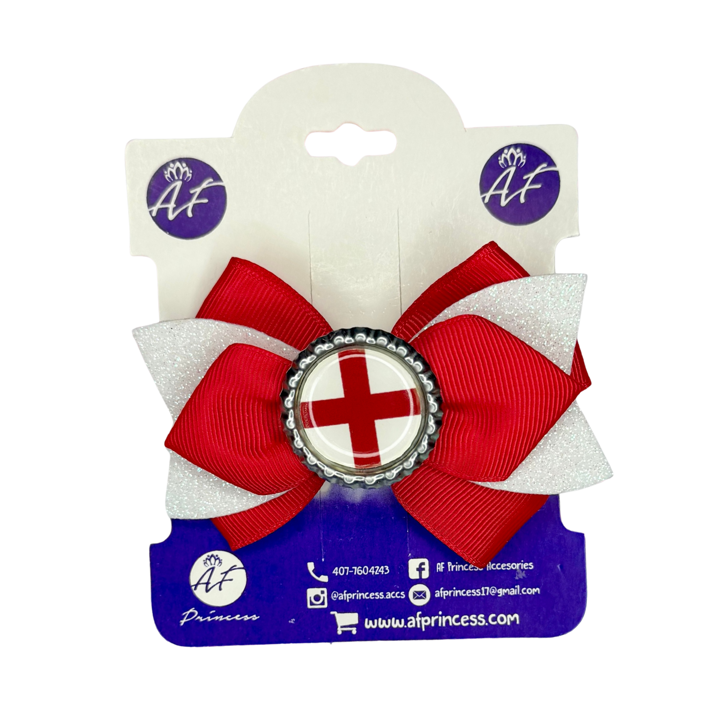 Handmade England Hair Bow for Girls – England Flag Boutique Bow Clip