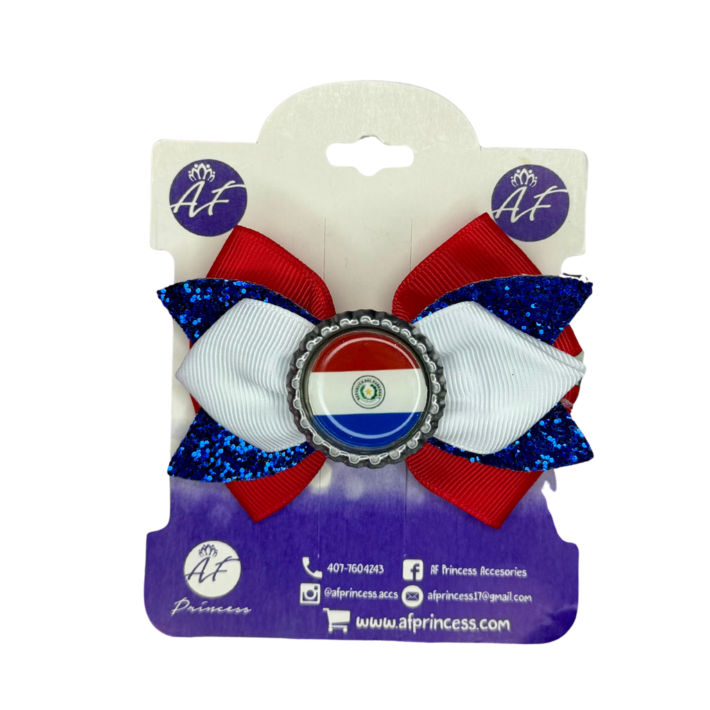 Handmade Paraguay Hair Bow for Girls – Paraguayan Flag Boutique Bow Clip