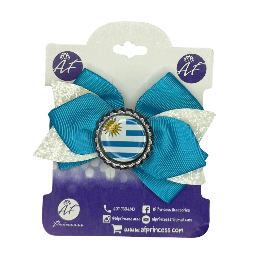 Handmade Uruguay Hair Bow for Girls – Uruguayan Flag Boutique Bow Clip