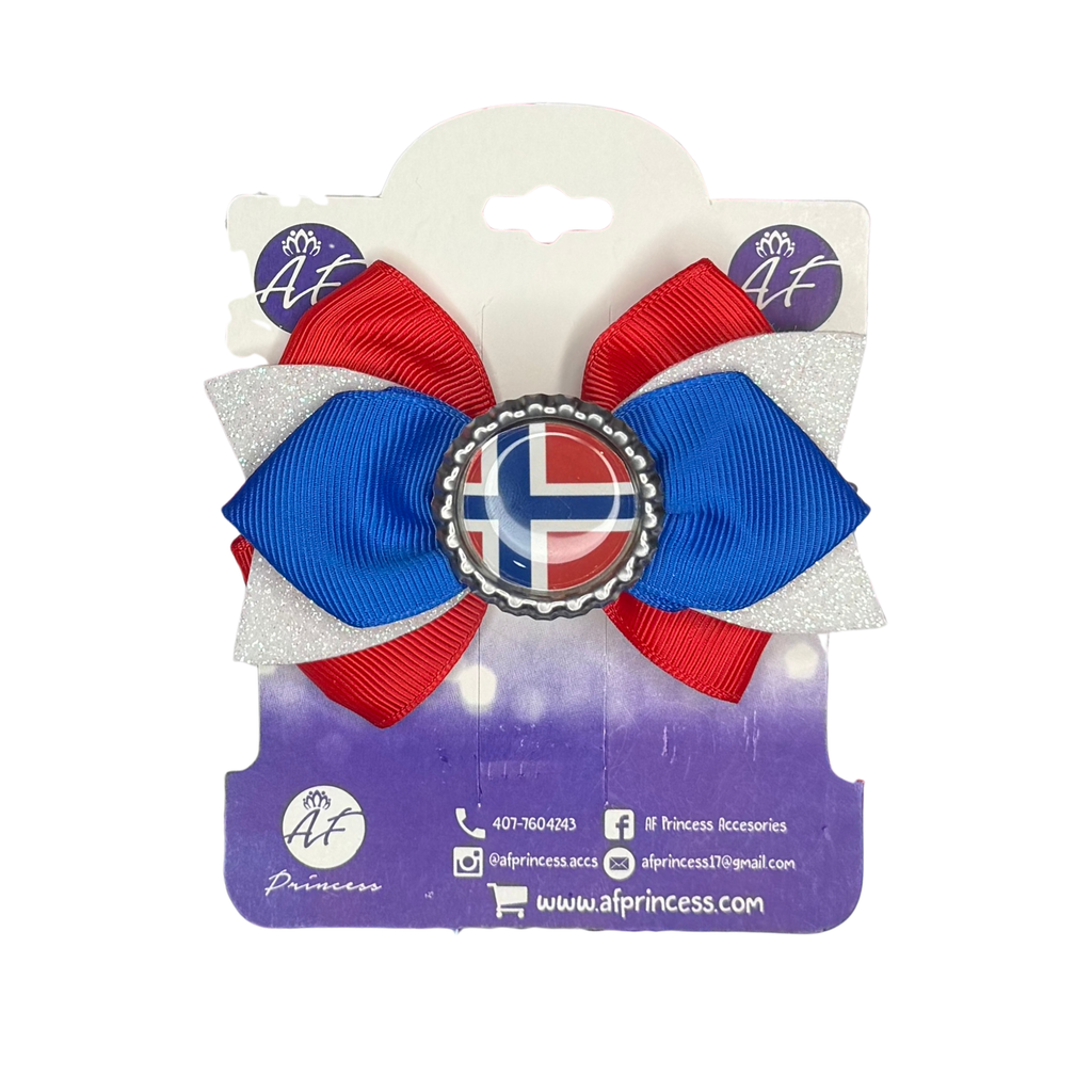 Handmade Norway Hair Bow for Girls – Norwegian Flag Boutique Bow Clip