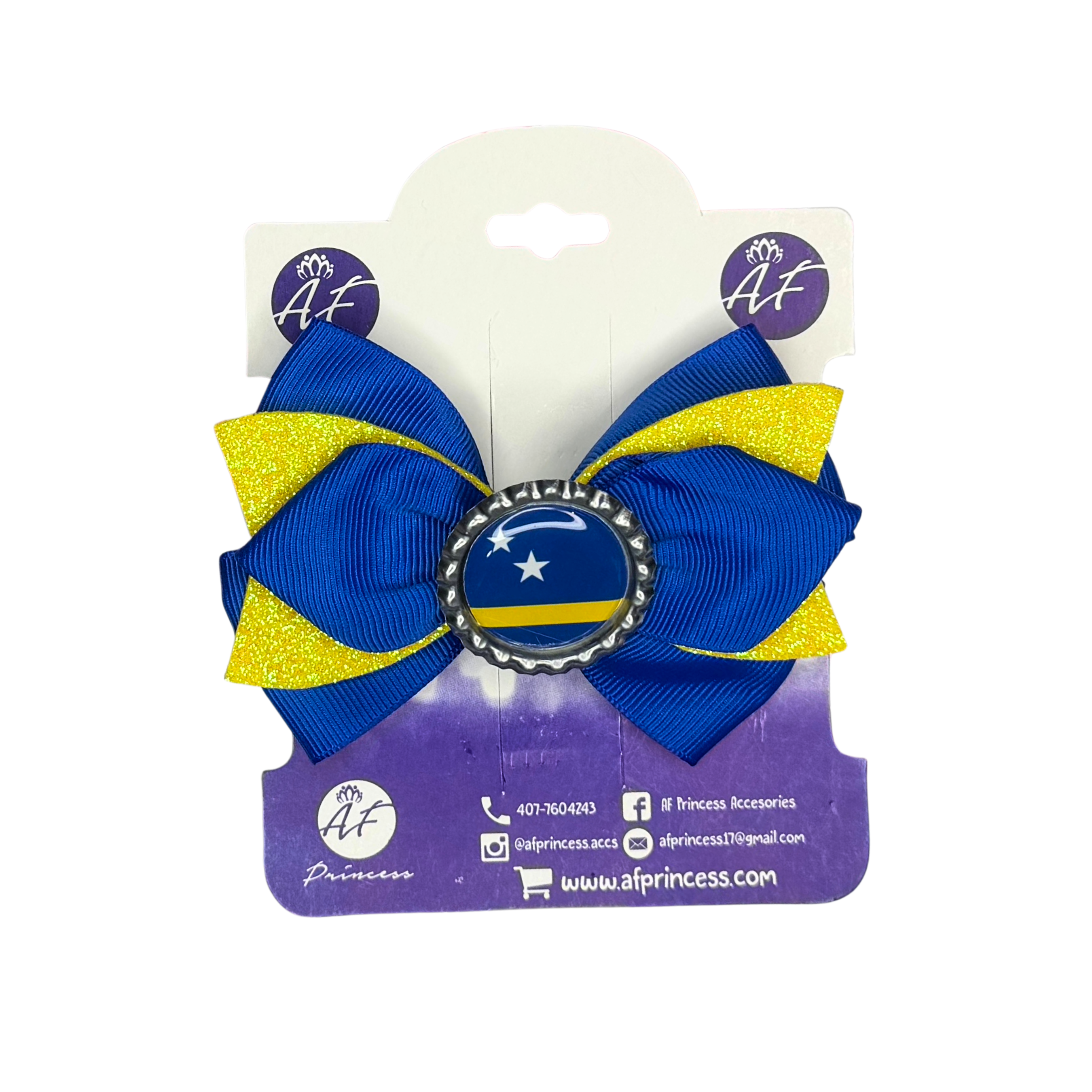 Handmade Curaçao Hair Bow for Girls – Curacao Flag Boutique Bow Clip
