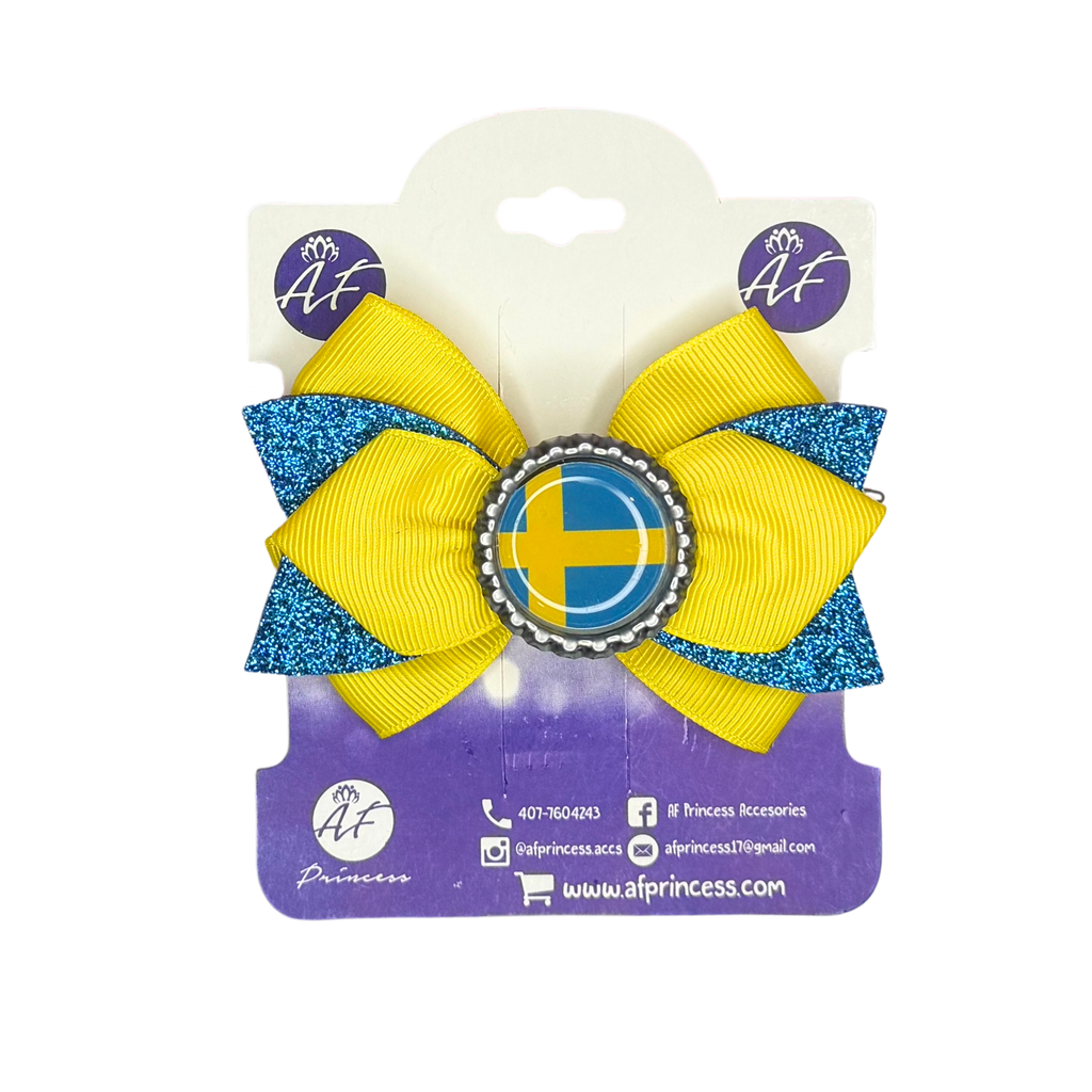 Handmade Sweden Hair Bow for Girls – Swedish Flag Boutique Bow Clip