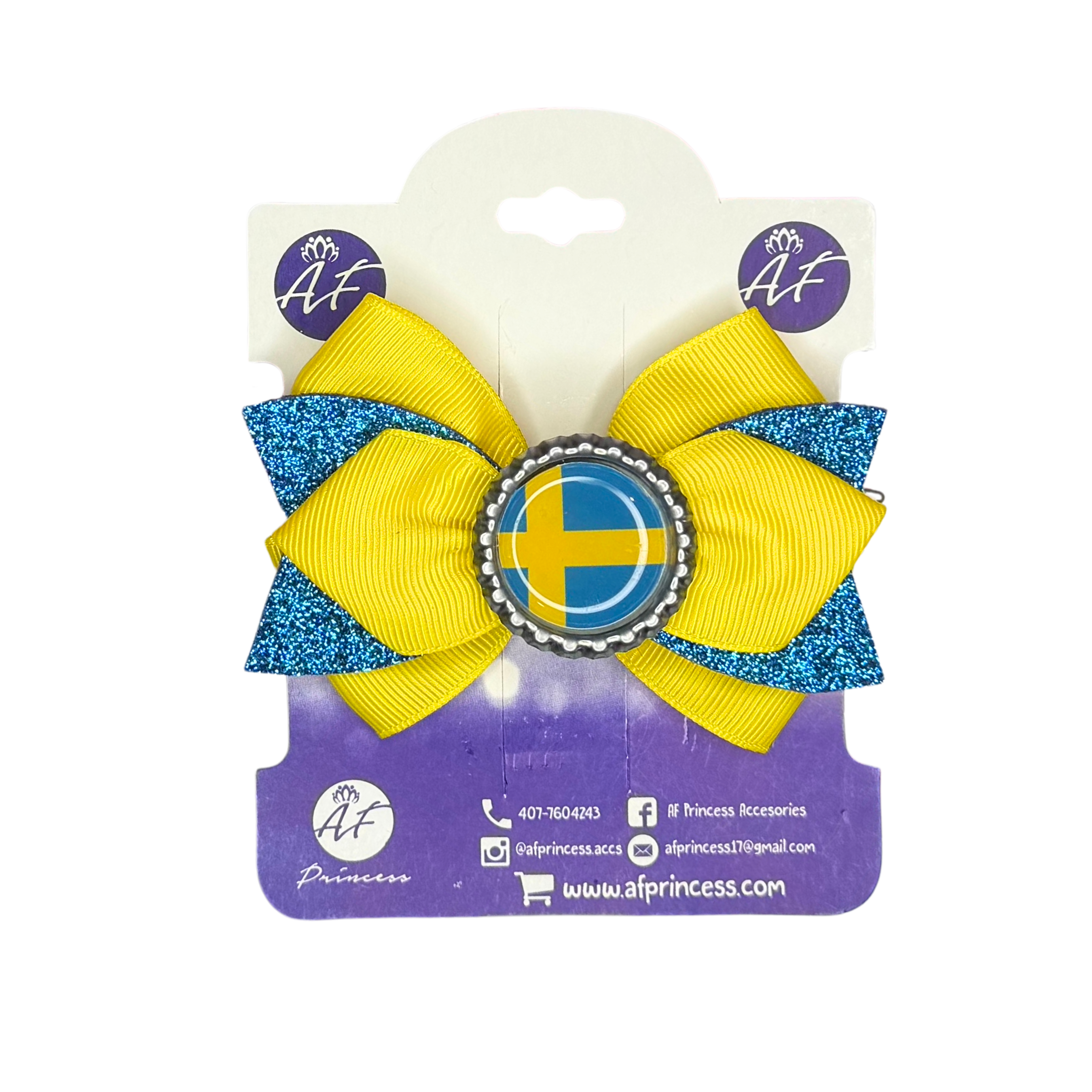 Handmade Sweden Hair Bow for Girls – Swedish Flag Boutique Bow Clip