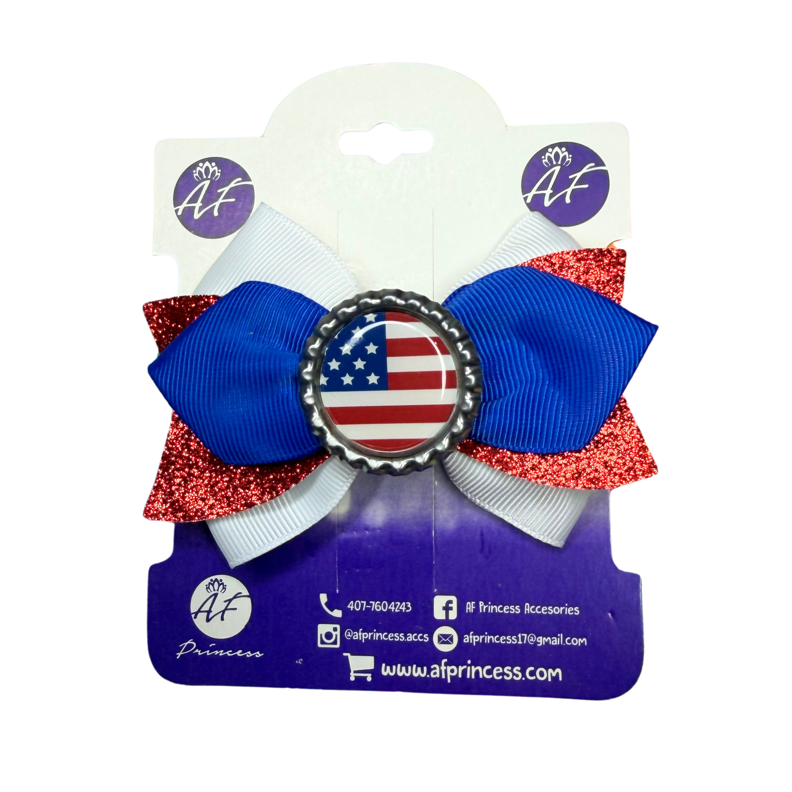 Handmade USA Hair Bow for Girls – American Flag Boutique Bow Clip