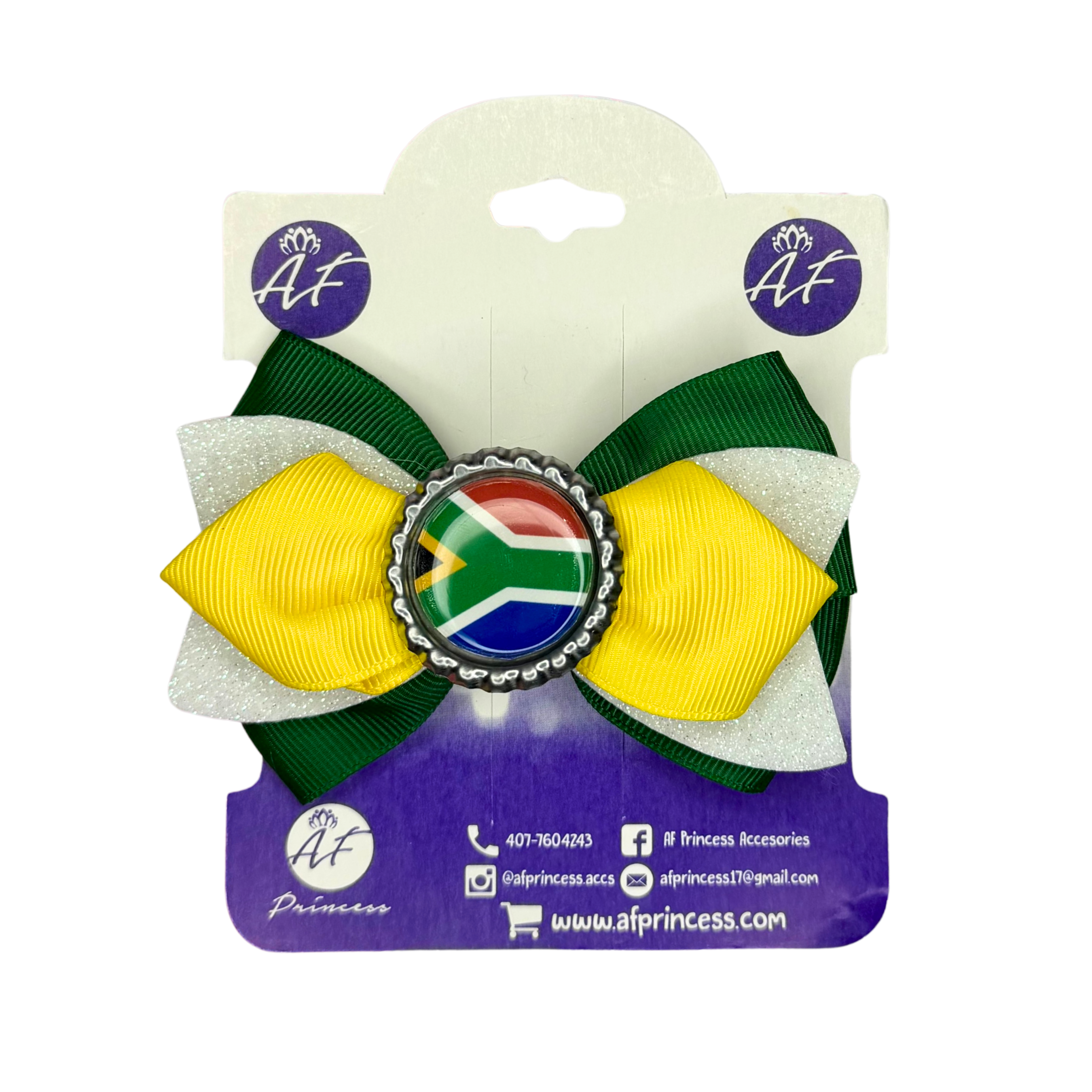 Handmade South Africa Hair Bow for Girls – South African Flag Boutique Bow Clip