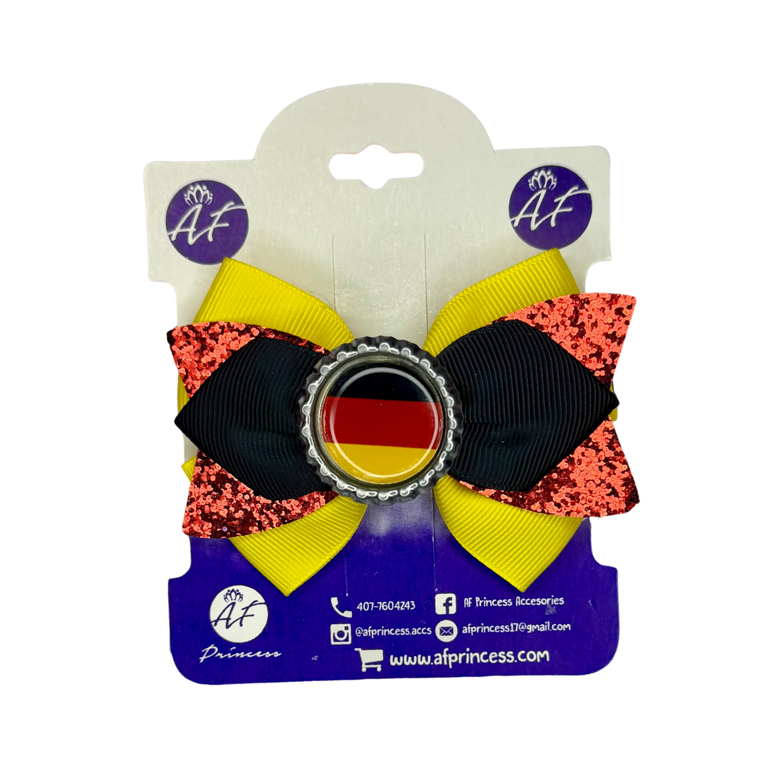 Handmade Germany Hair Bow for Girls – German Flag Boutique Bow Clip