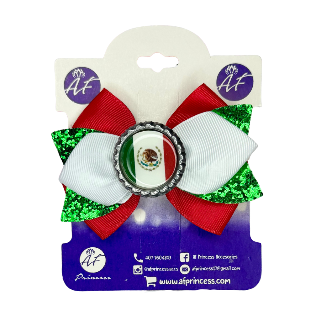 Handmade Mexico Hair Bow for Girls – Mexican Flag Boutique Bow Clip