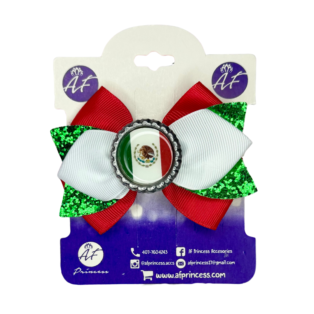 Handmade Mexico Hair Bow for Girls – Mexican Flag Boutique Bow Clip