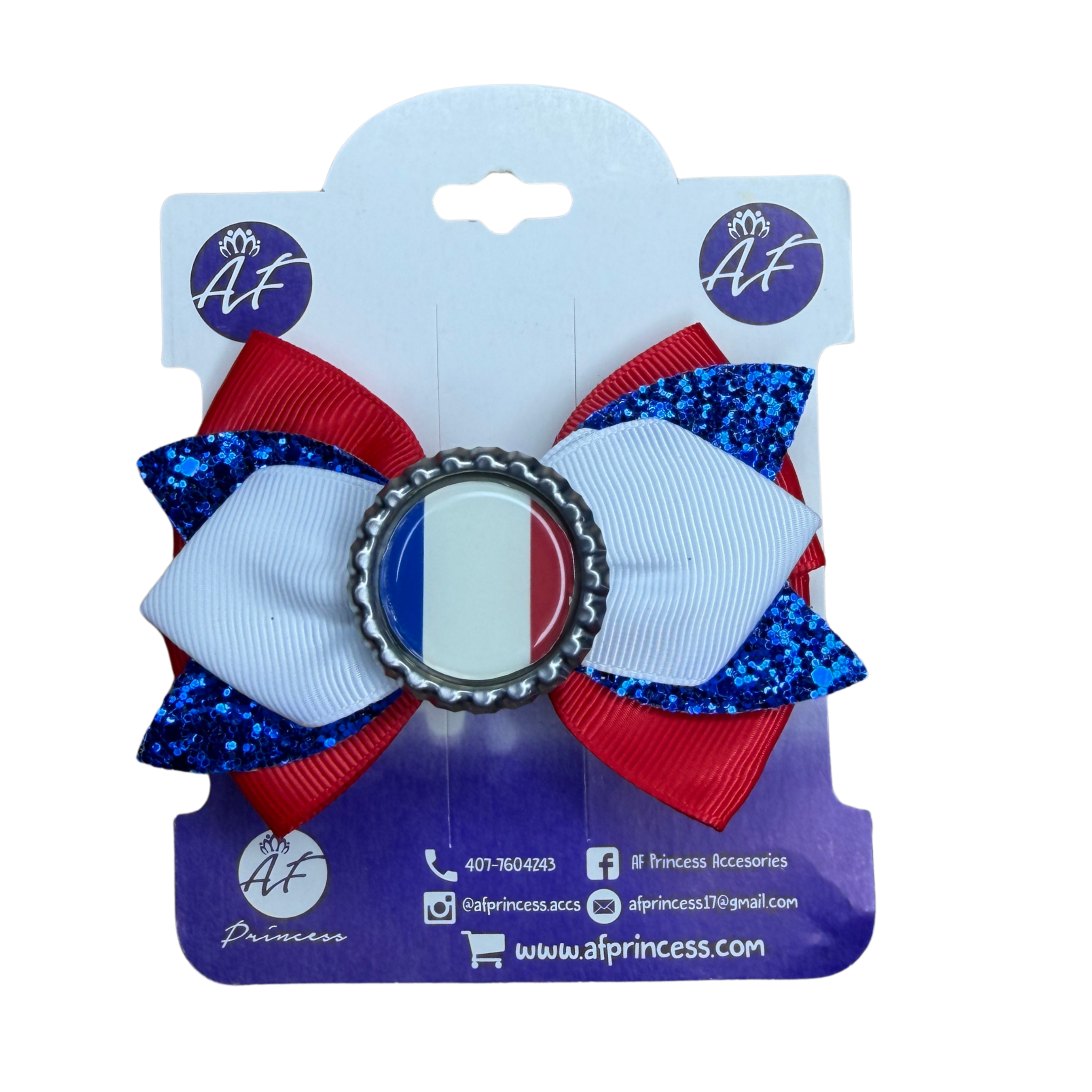 Handmade France Hair Bow for Girls – French Flag Boutique Bow Clip