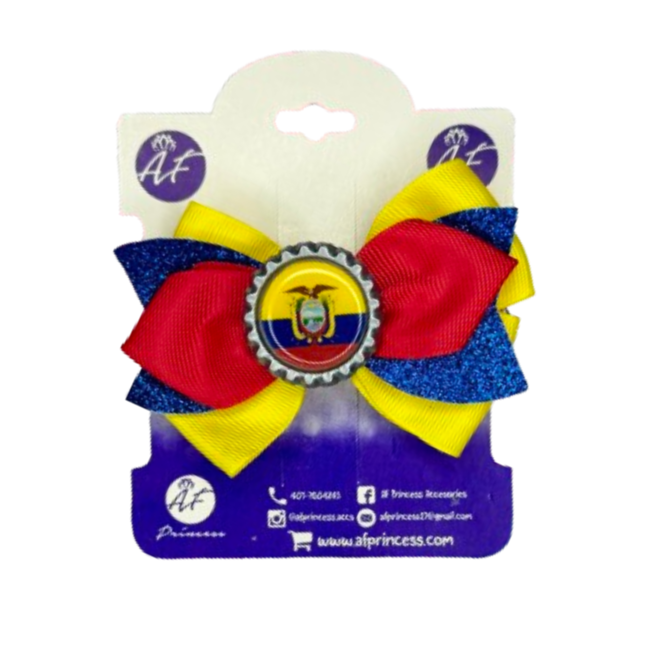 Handmade Ecuador Hair Bow for Girls – Ecuadorian Flag Boutique Bow Clip