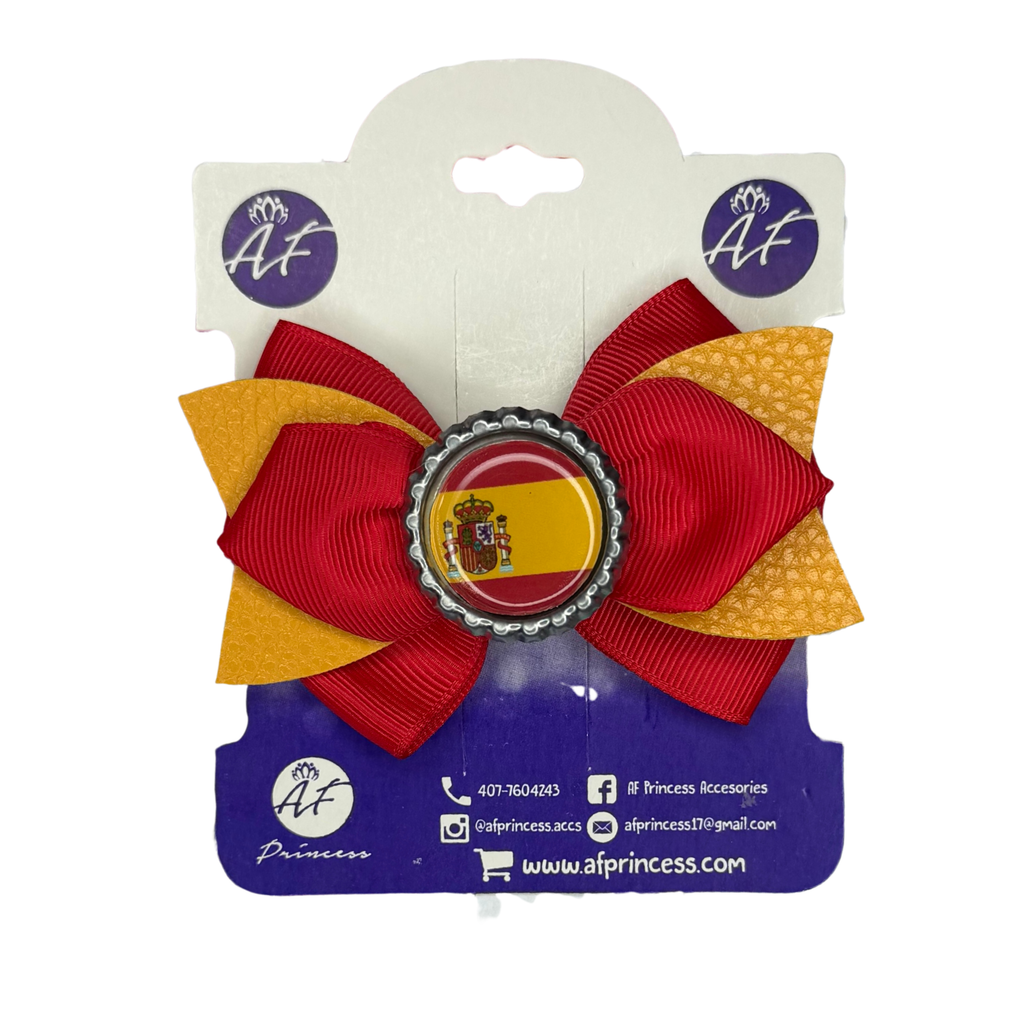 Handmade Spain Hair Bow for Girls – Spanish Flag Boutique Bow Clip