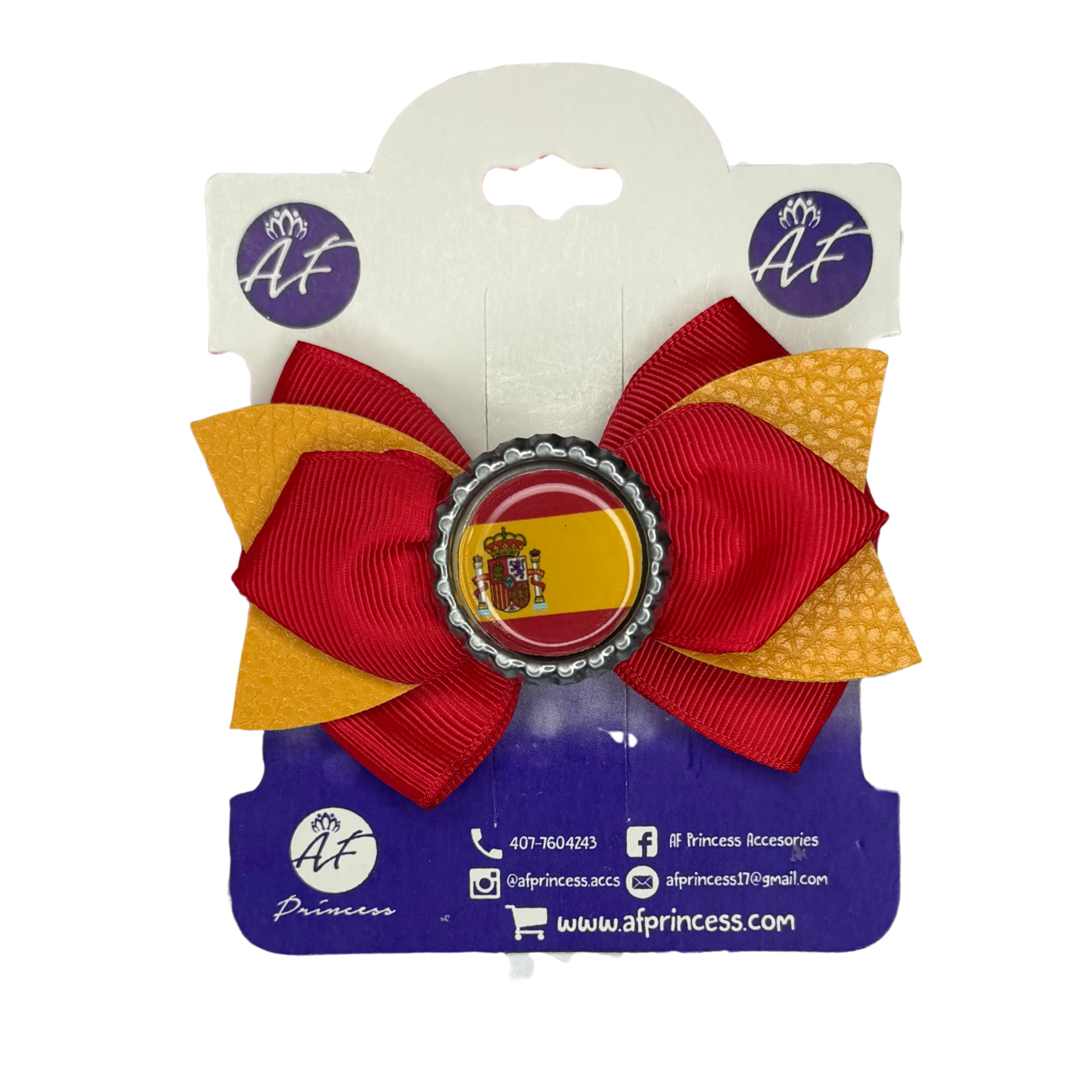Handmade Spain Hair Bow for Girls – Spanish Flag Boutique Bow Clip