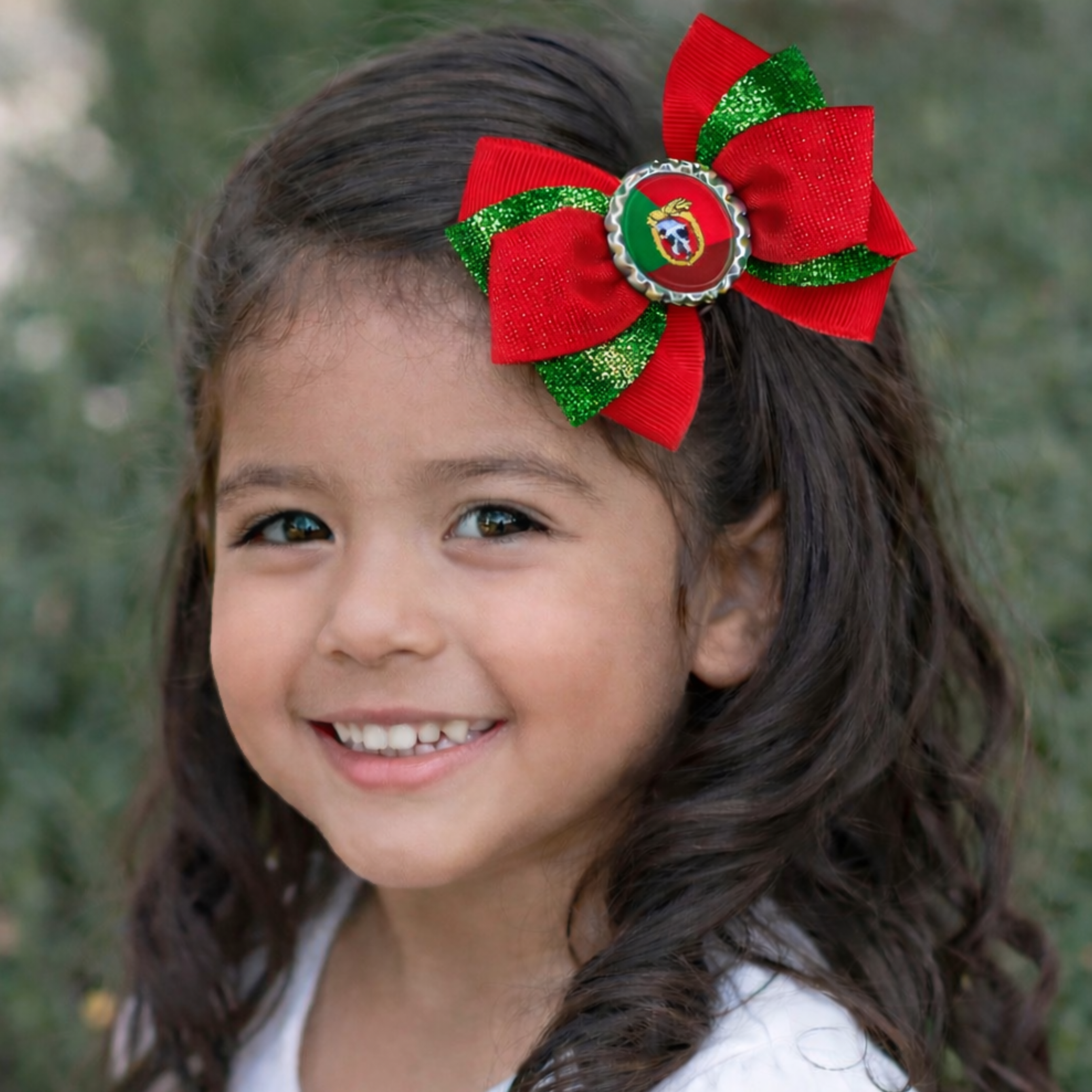 Handmade Portugal Hair Bow for Girls – Portuguese Flag Boutique Bow Clip