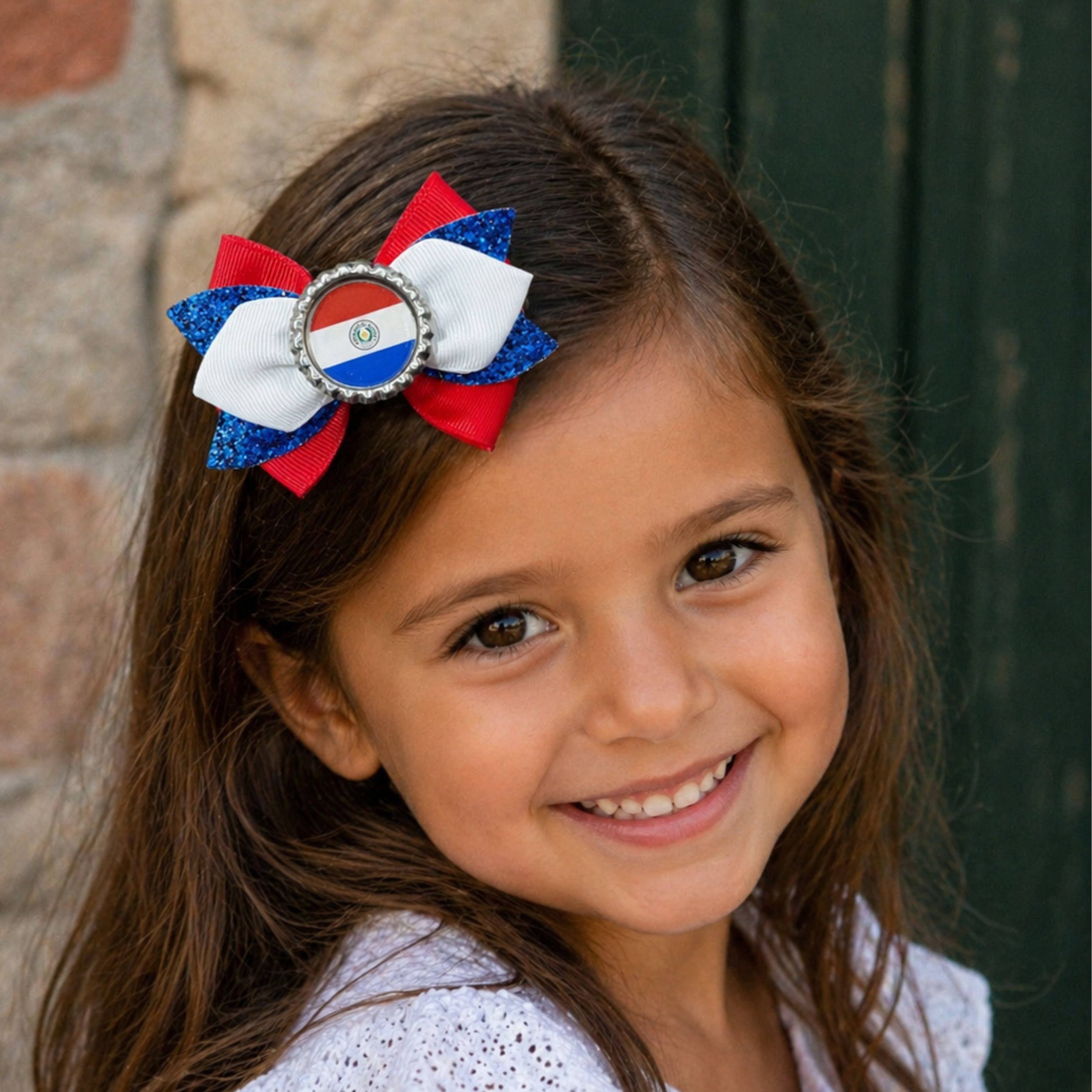 Handmade Paraguay Hair Bow for Girls – Paraguayan Flag Boutique Bow Clip