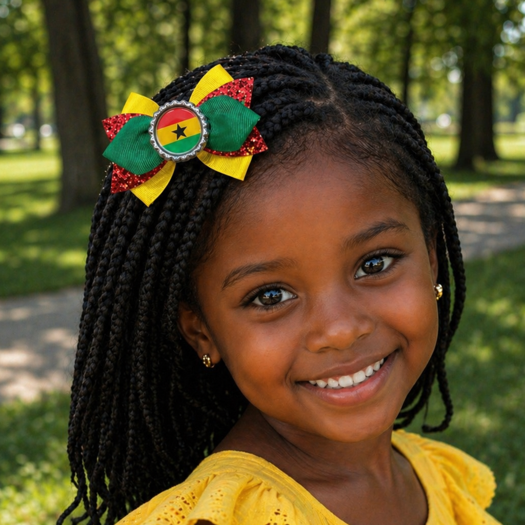 Handmade Ghana Hair Bow for Girls – Ghana Flag Boutique Bow Clip