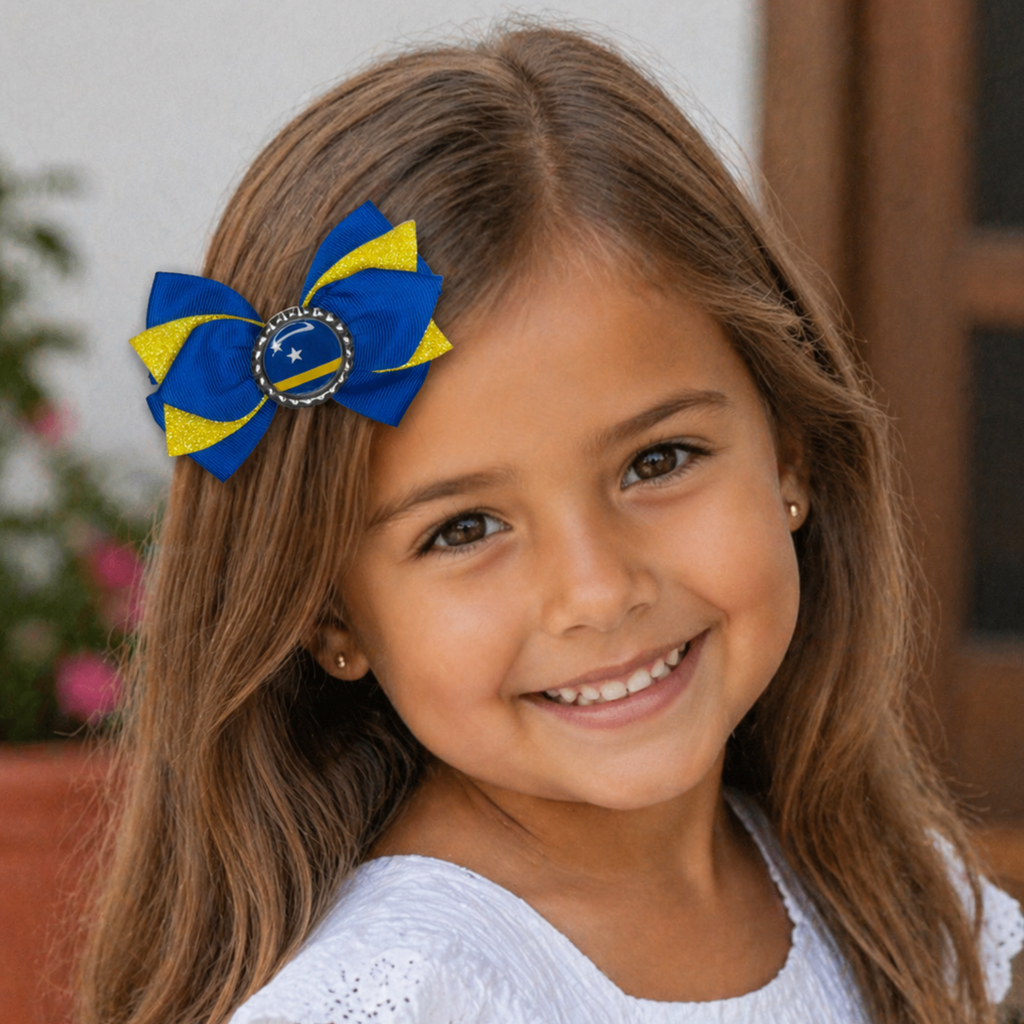 Handmade Curaçao Hair Bow for Girls – Curacao Flag Boutique Bow Clip