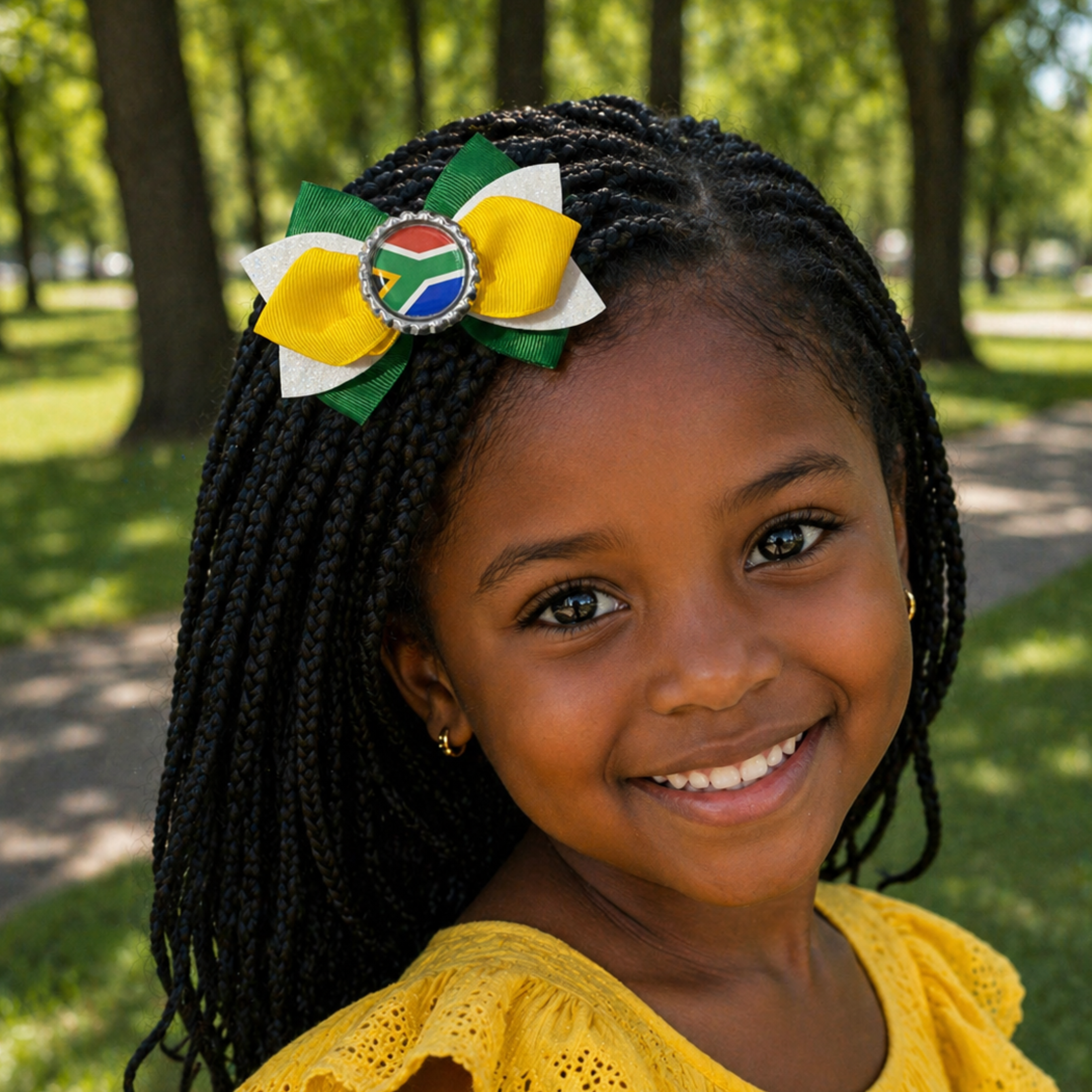 Handmade South Africa Hair Bow for Girls – South African Flag Boutique Bow Clip