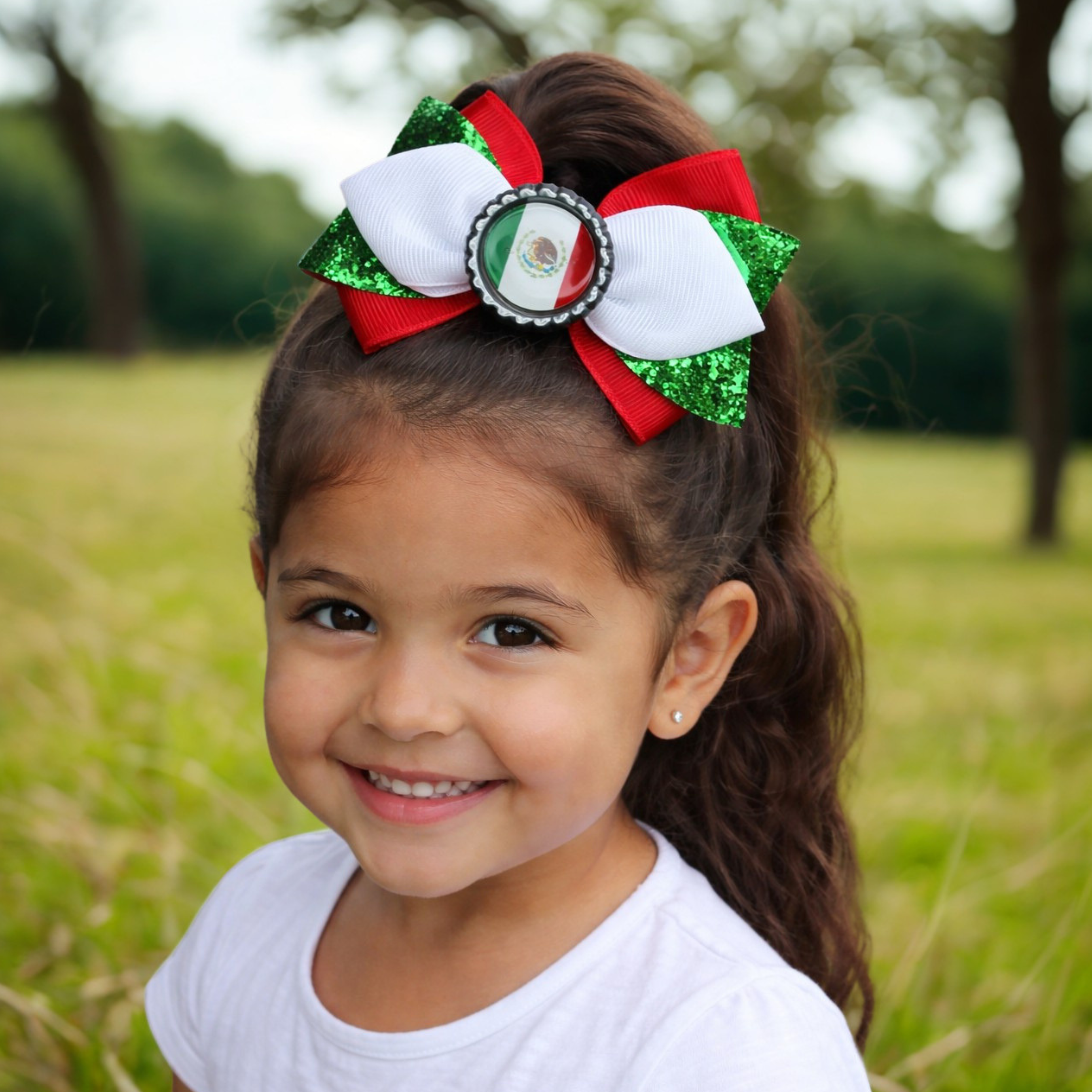 Handmade Mexico Hair Bow for Girls – Mexican Flag Boutique Bow Clip
