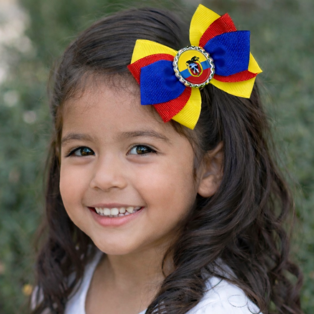 Handmade Ecuador Hair Bow for Girls – Ecuadorian Flag Boutique Bow Clip