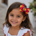 Handmade Spain Hair Bow for Girls – Spanish Flag Boutique Bow Clip