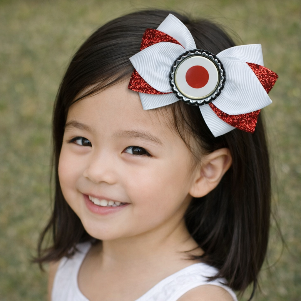 Handmade Japan Hair Bow for Girls – Japanese Flag Boutique Bow Clip