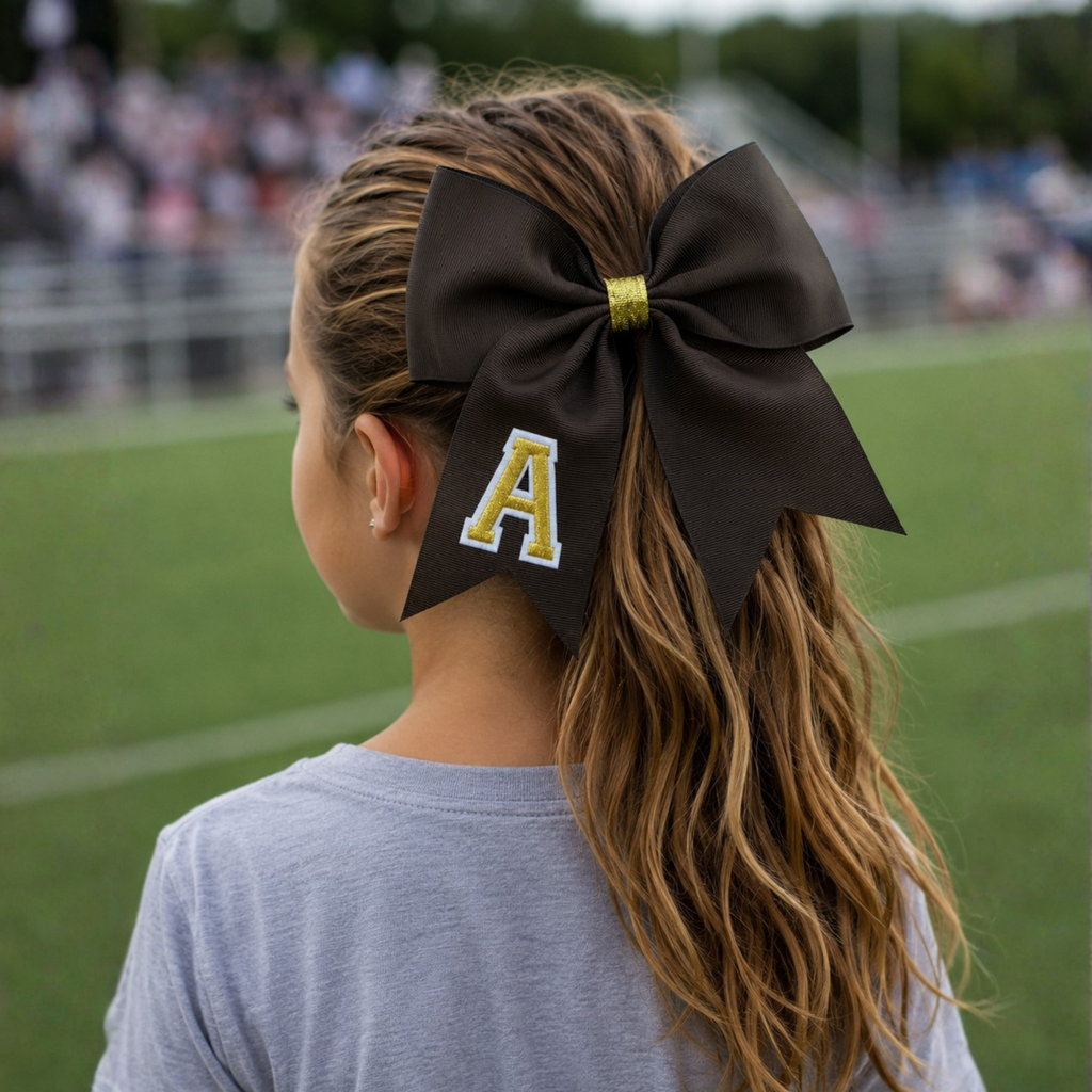 Personalized Cheerleader Hair Bow – Handmade Custom Initial Bow for Girls & Teens