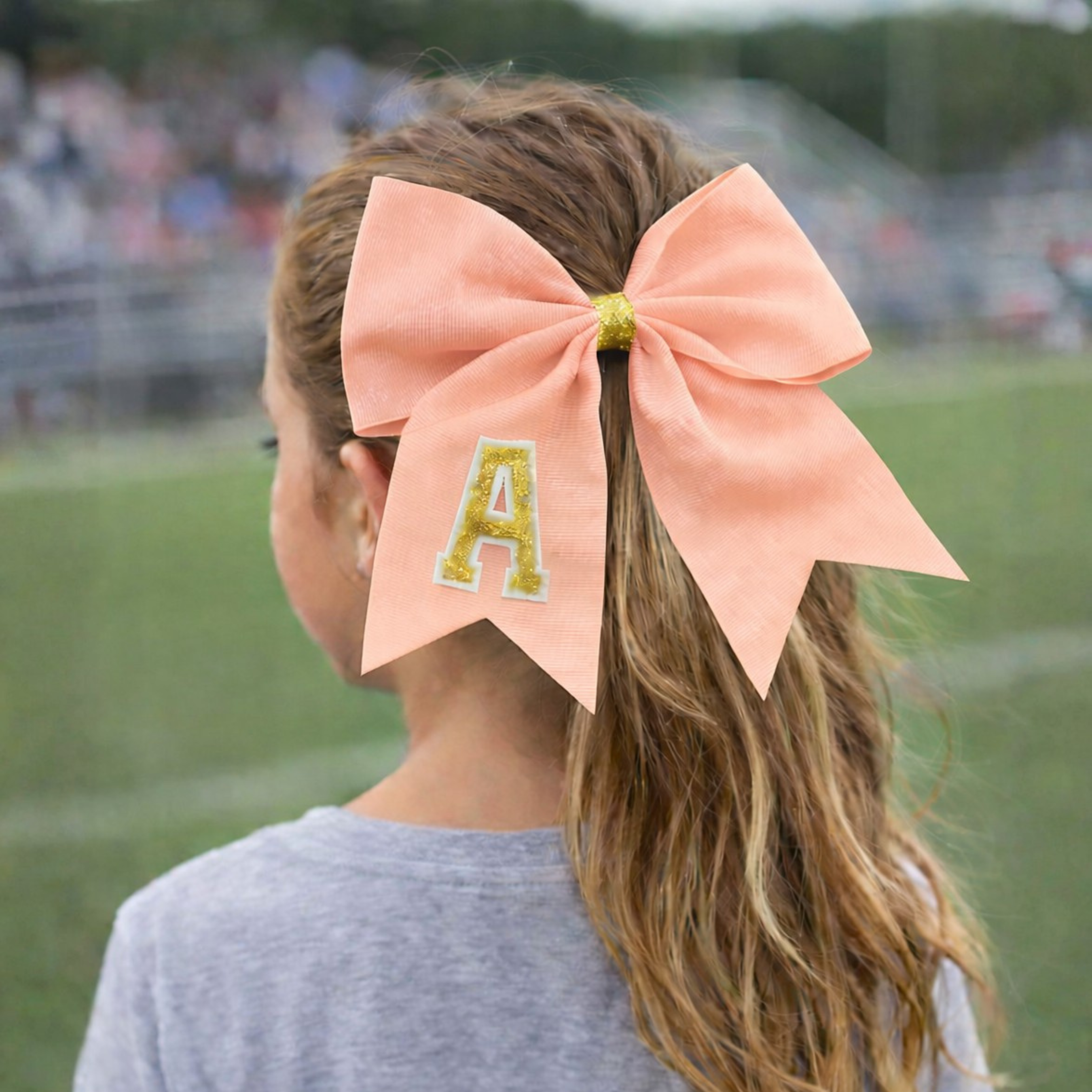 Personalized Cheerleader Hair Bow – Handmade Custom Initial Bow for Girls & Teens