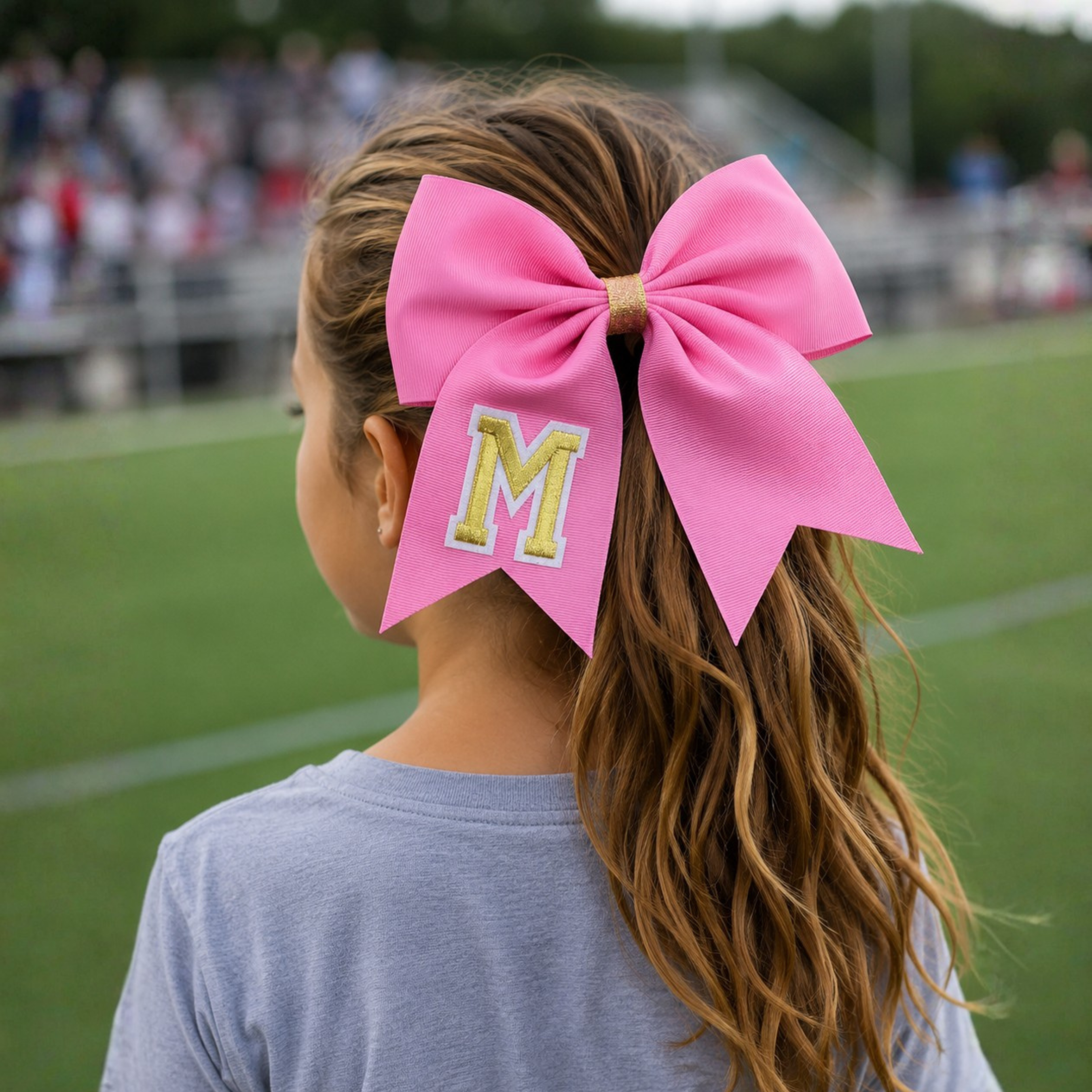 Personalized Cheerleader Hair Bow – Handmade Custom Initial Bow for Girls & Teens