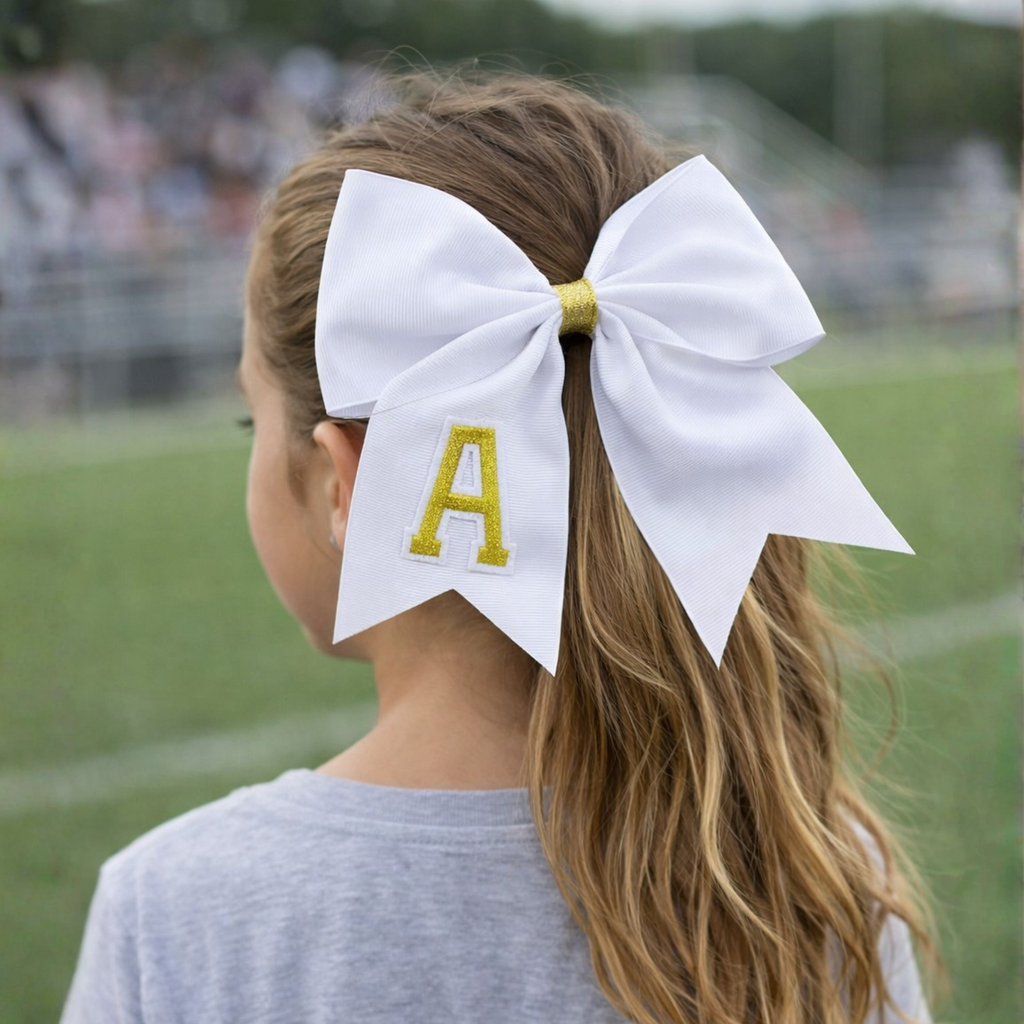 Personalized Cheerleader Hair Bow – Handmade Custom Initial Bow for Girls & Teens