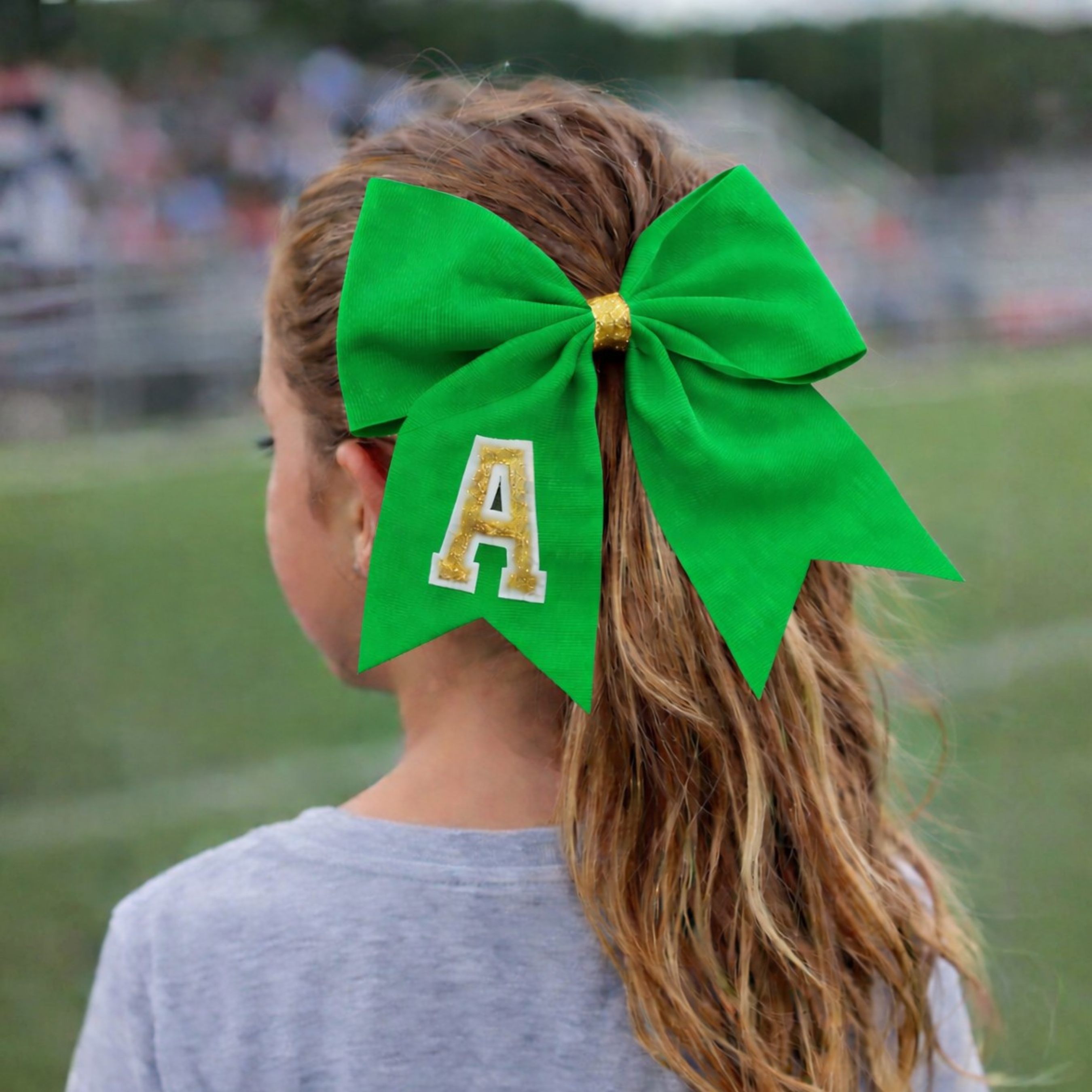 Personalized Cheerleader Hair Bow – Handmade Custom Initial Bow for Girls & Teens