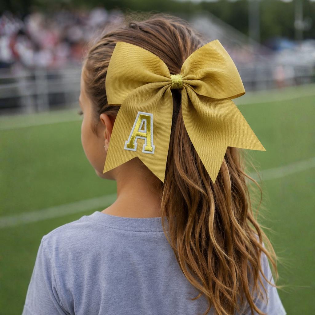 Personalized Cheerleader Hair Bow – Handmade Custom Initial Bow for Girls & Teens