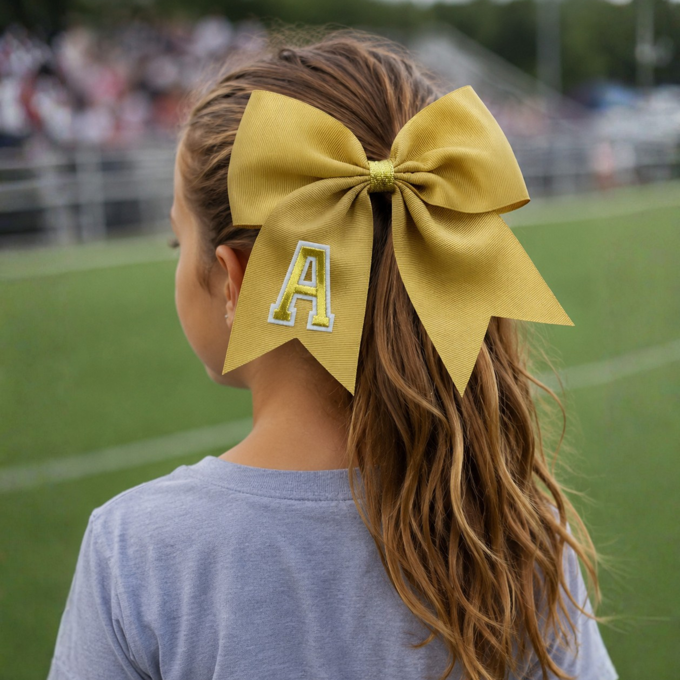 Personalized Cheerleader Hair Bow – Handmade Custom Initial Bow for Girls & Teens