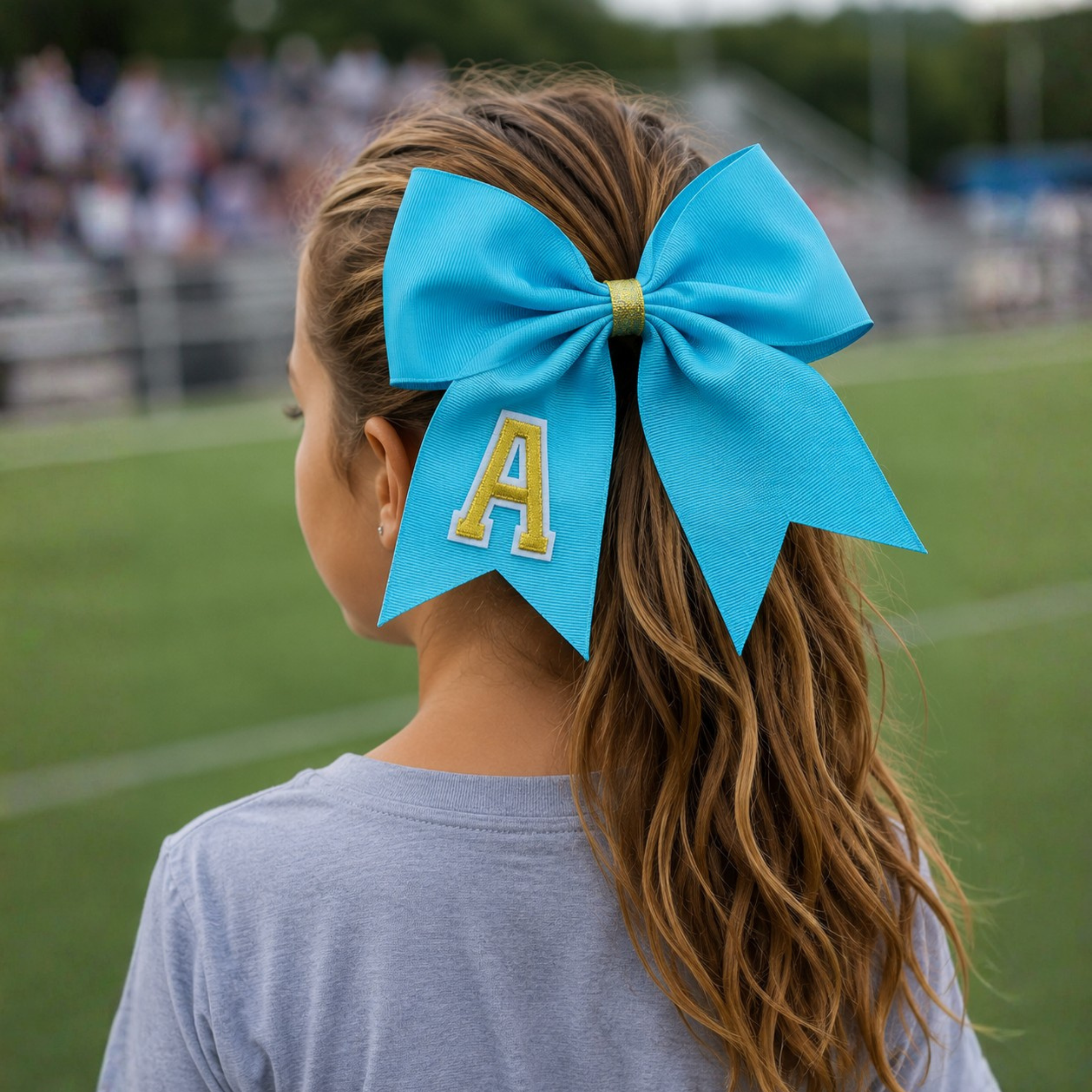 Personalized Cheerleader Hair Bow – Handmade Custom Initial Bow for Girls & Teens