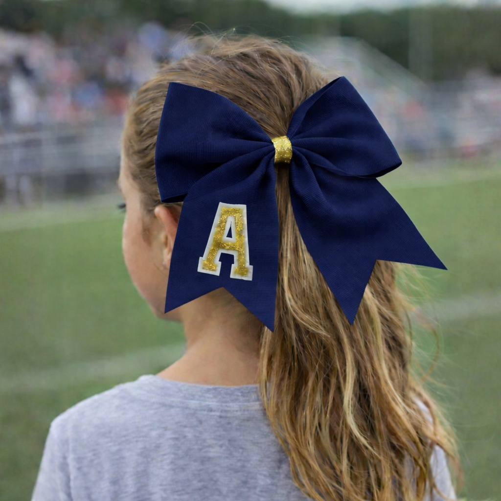 Personalized Cheerleader Hair Bow – Handmade Custom Initial Bow for Girls & Teens