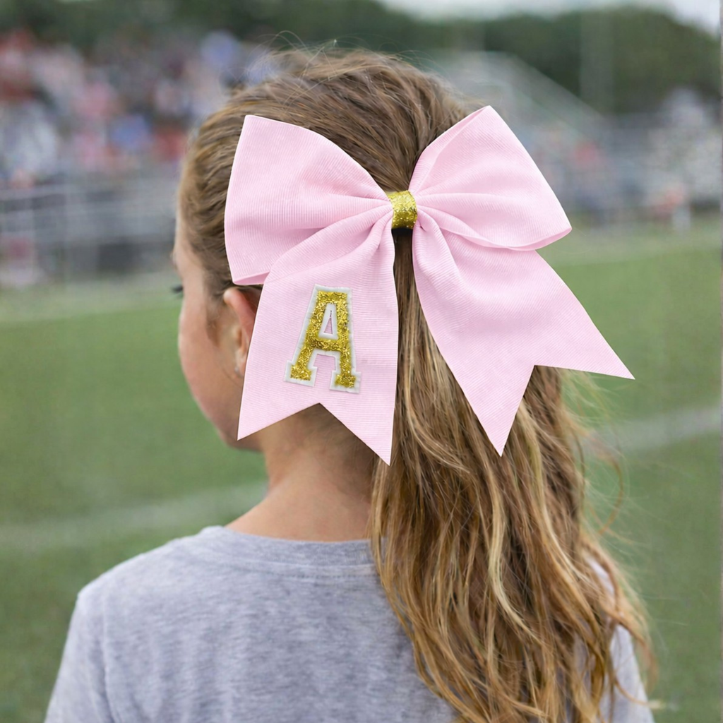 Personalized Cheerleader Hair Bow – Handmade Custom Initial Bow for Girls & Teens