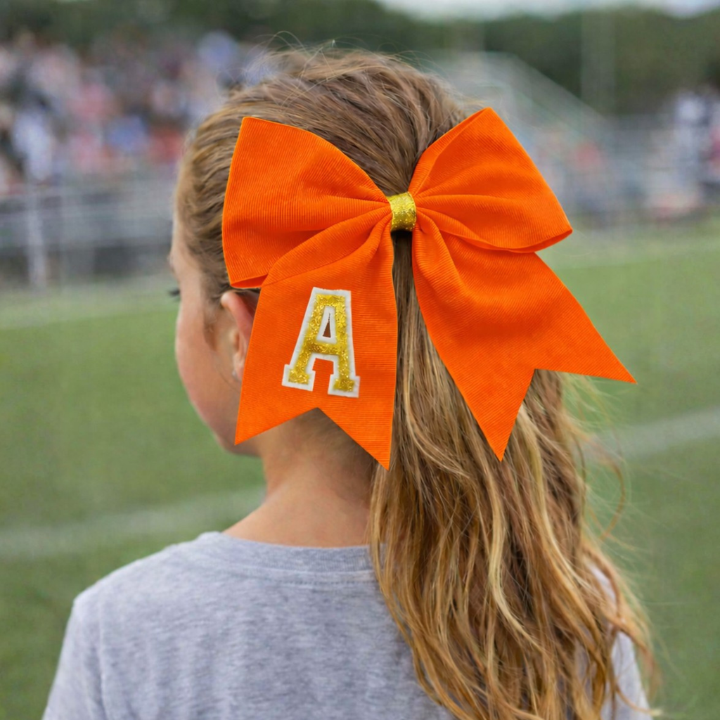 Personalized Cheerleader Hair Bow – Handmade Custom Initial Bow for Girls & Teens